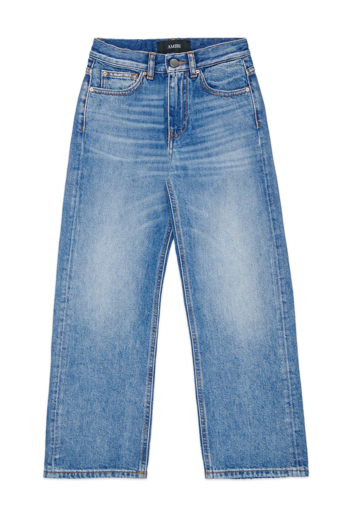 Jeans corte regular en denim azul medio