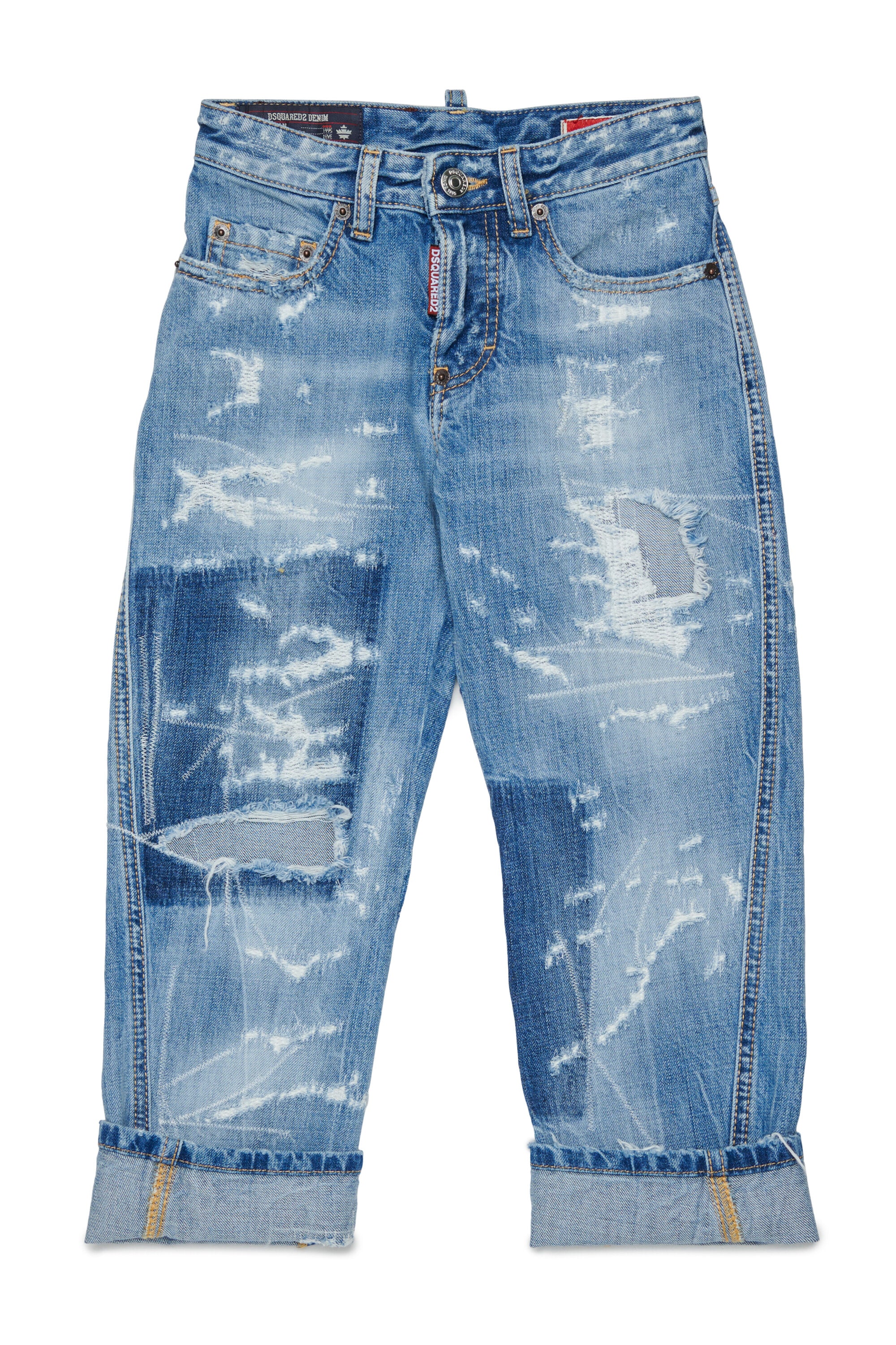 Jeans corte regular en denim azul claro - Long Kawaii