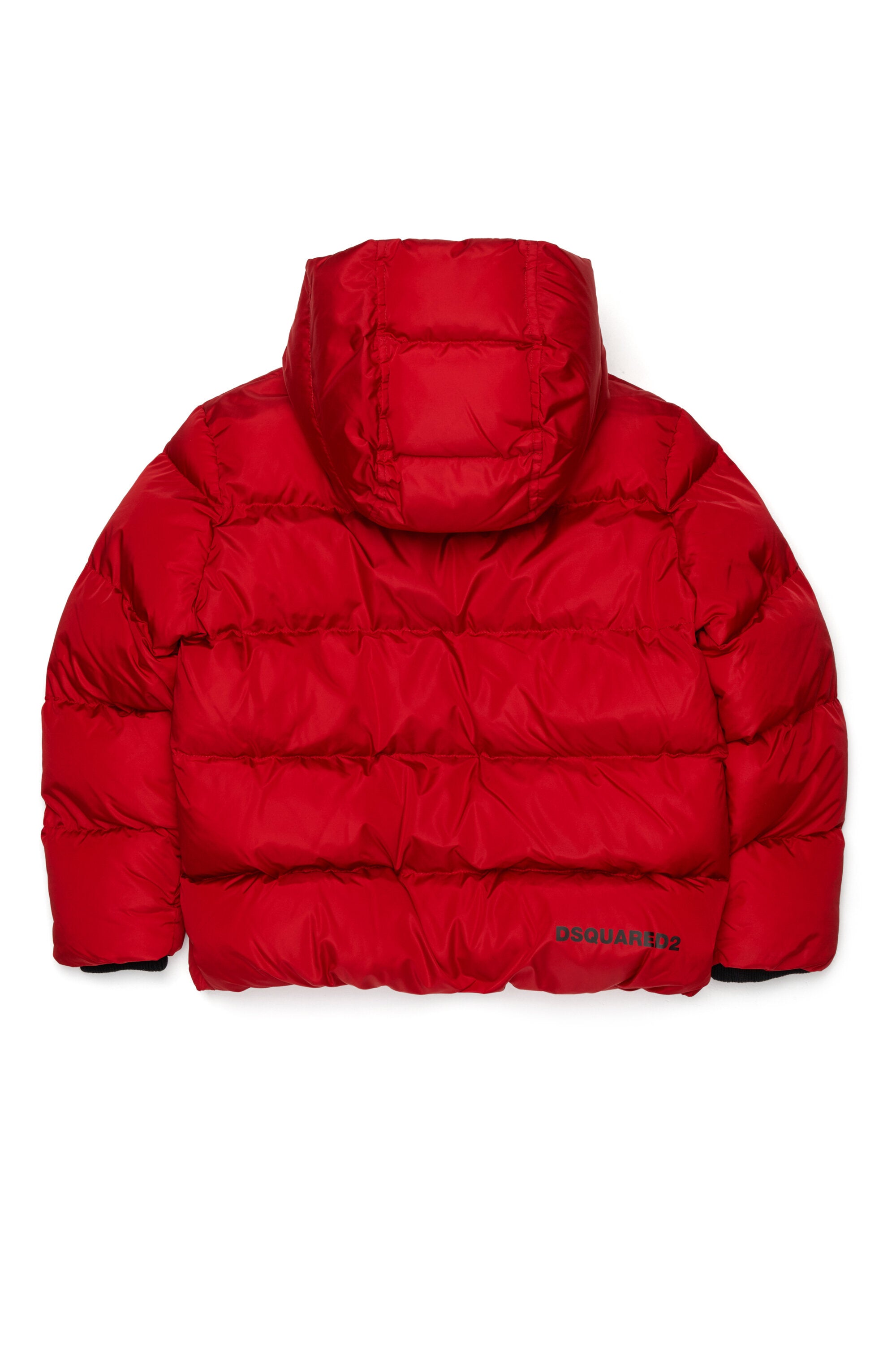 Short padded jacket with hood and DSQUARED2 logo