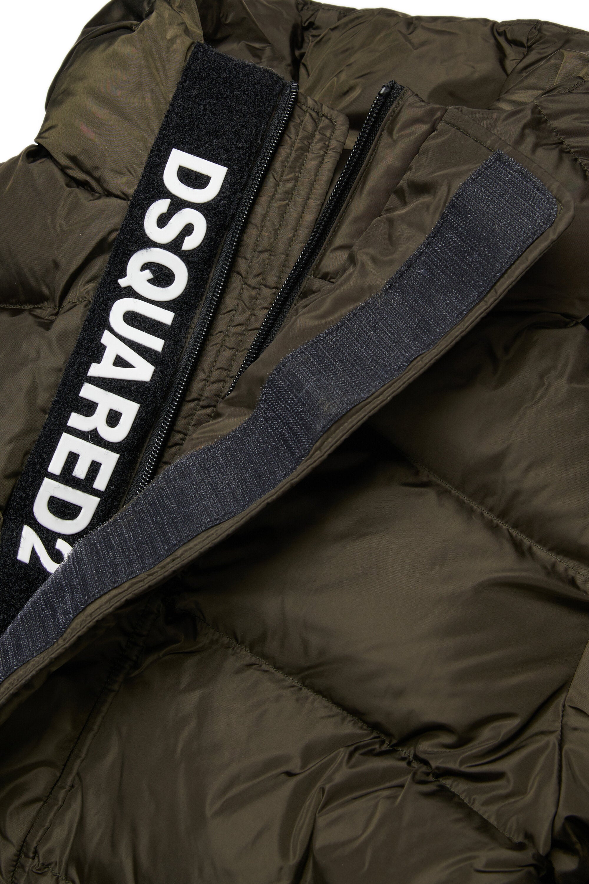 Short padded jacket with hood and DSQUARED2 logo