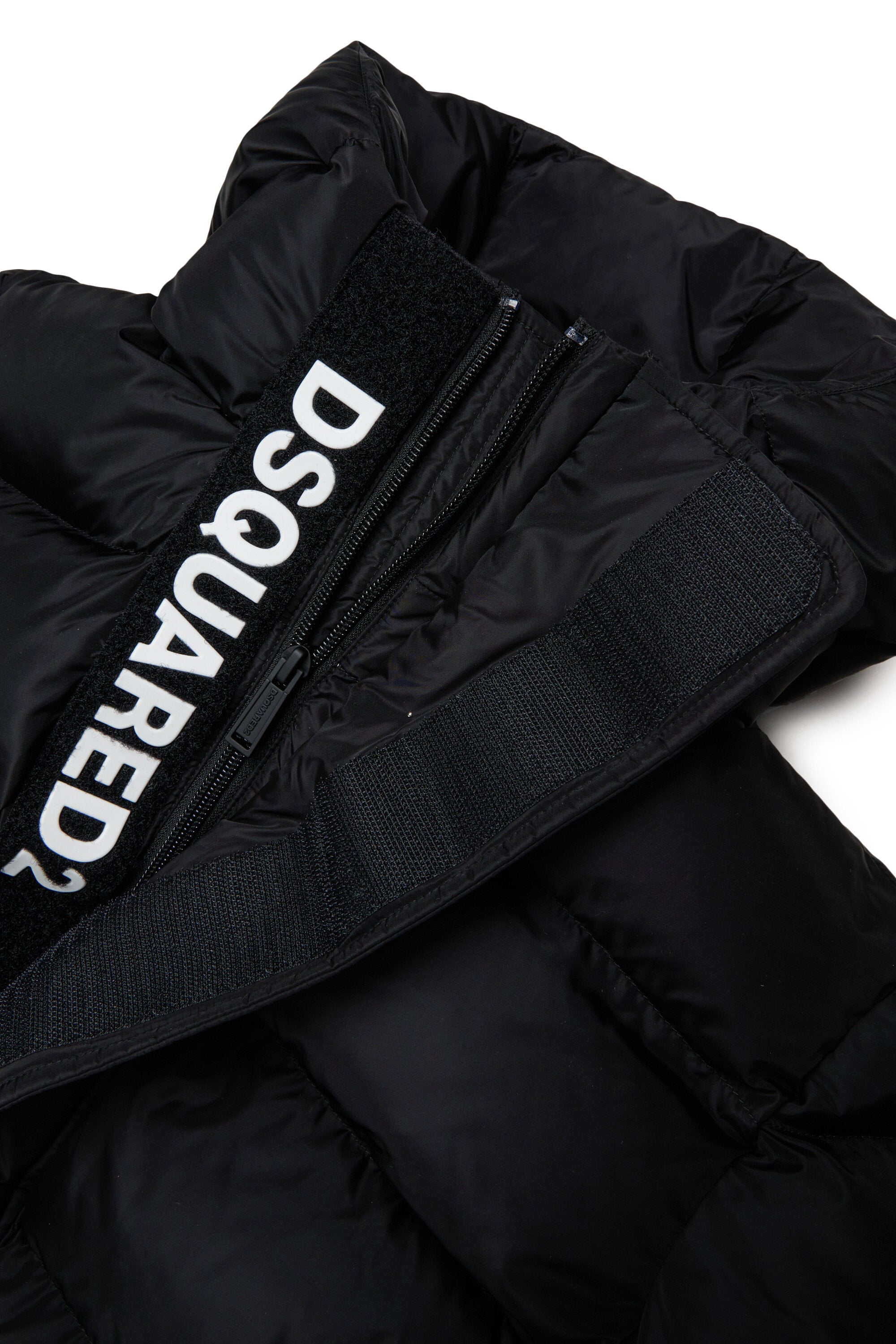 Chaqueta corta acolchada con capucha y logotipo DSQUARED2