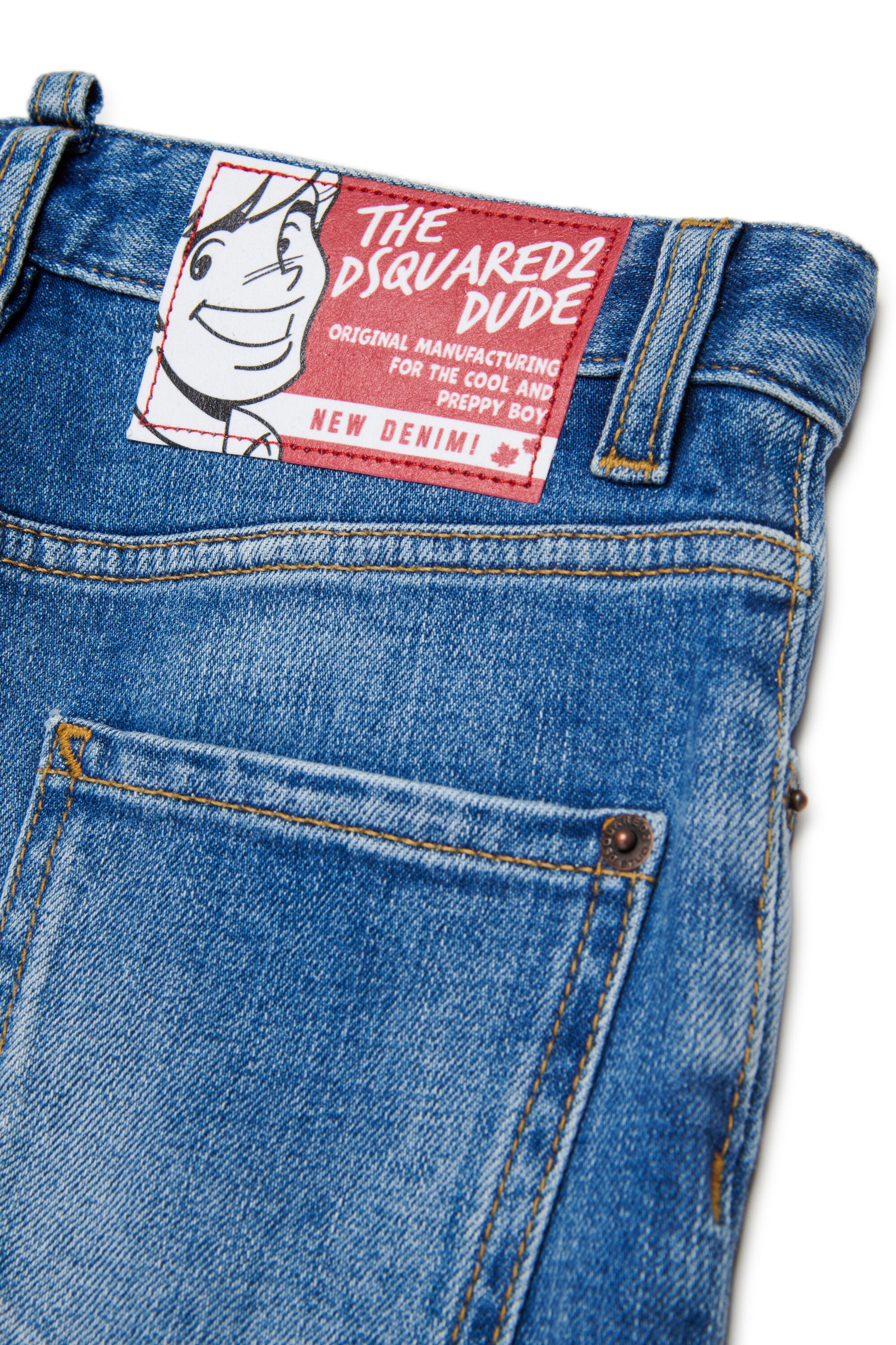 Medium blue straight jeans with abrasions - 642