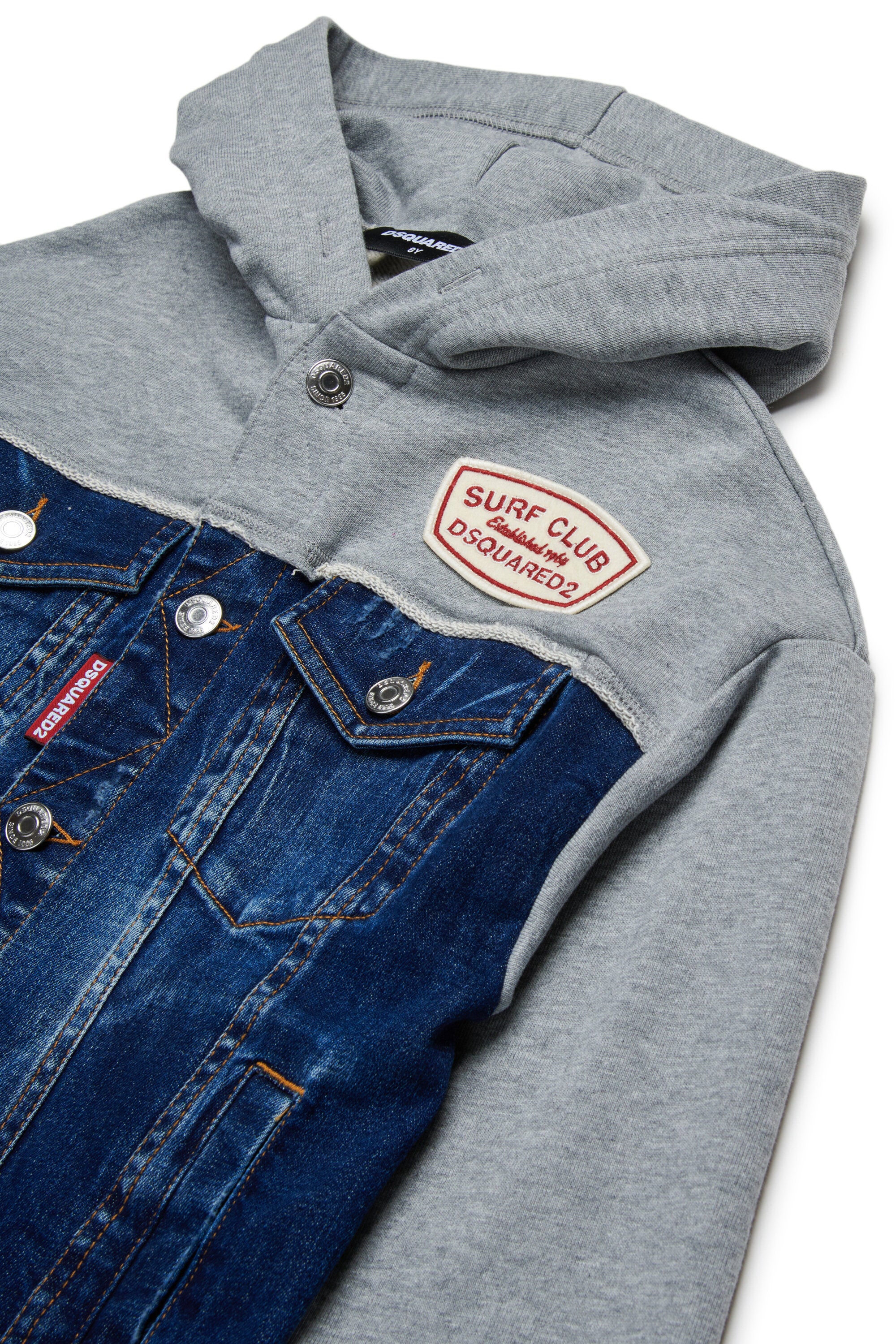Denim and cotton sweatshirt with patch