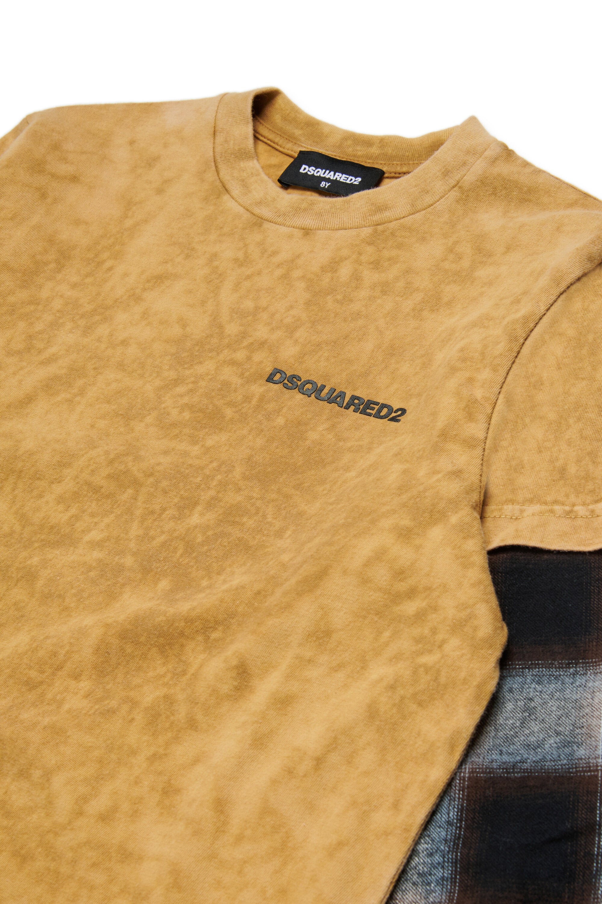 Camiseta de jersey con mangas a cuadros