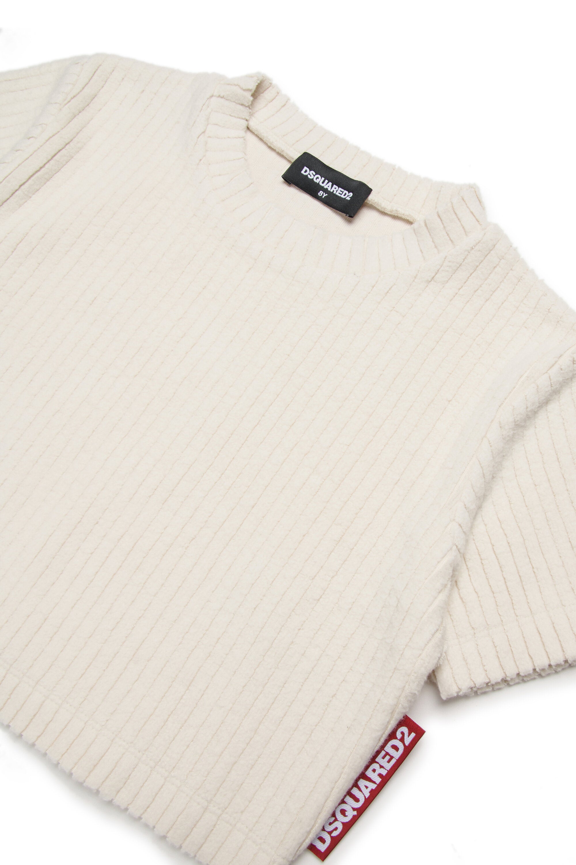 Ribbed velvet cropped T-shirt