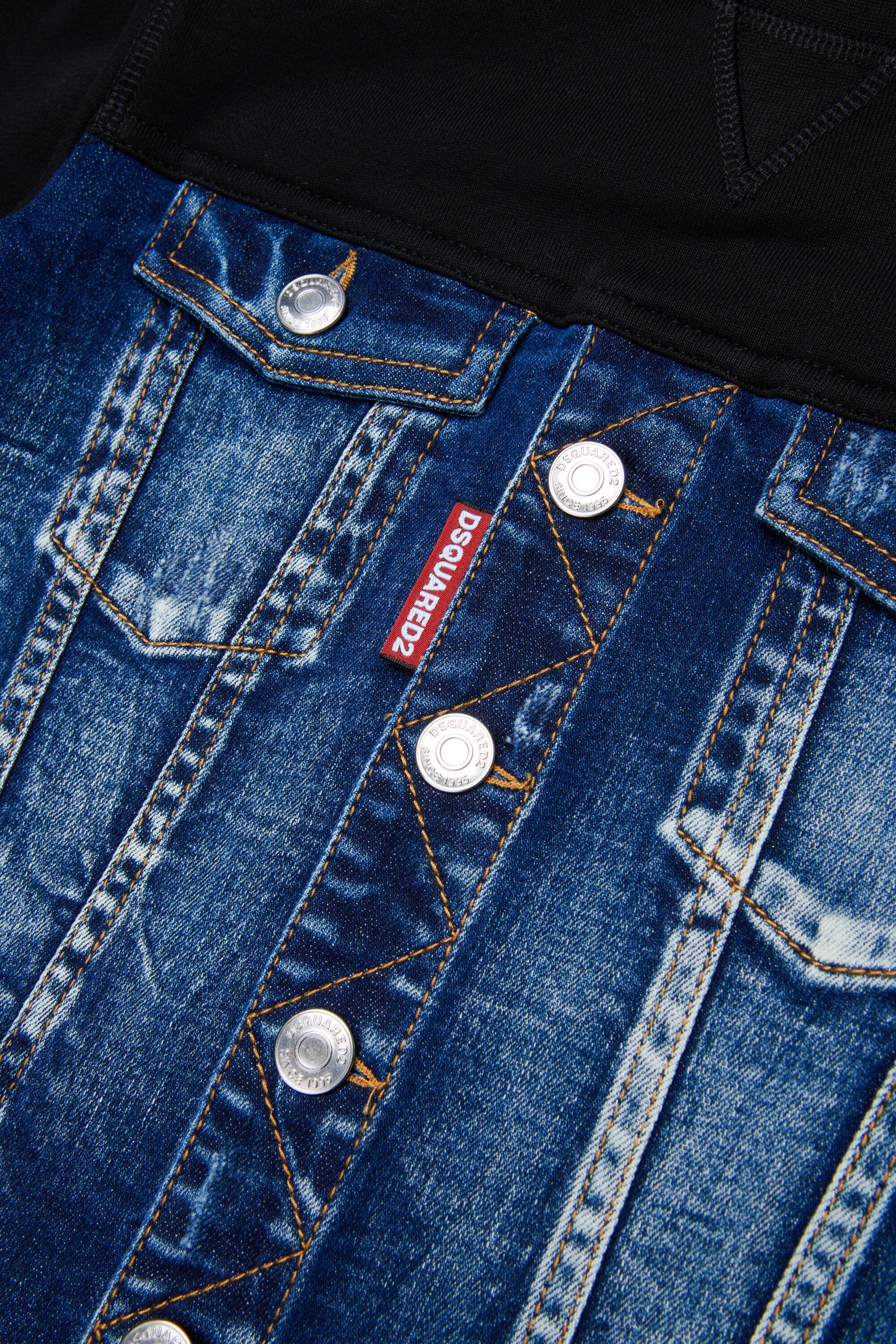 Sudadera de cuello redondo con pechera denim