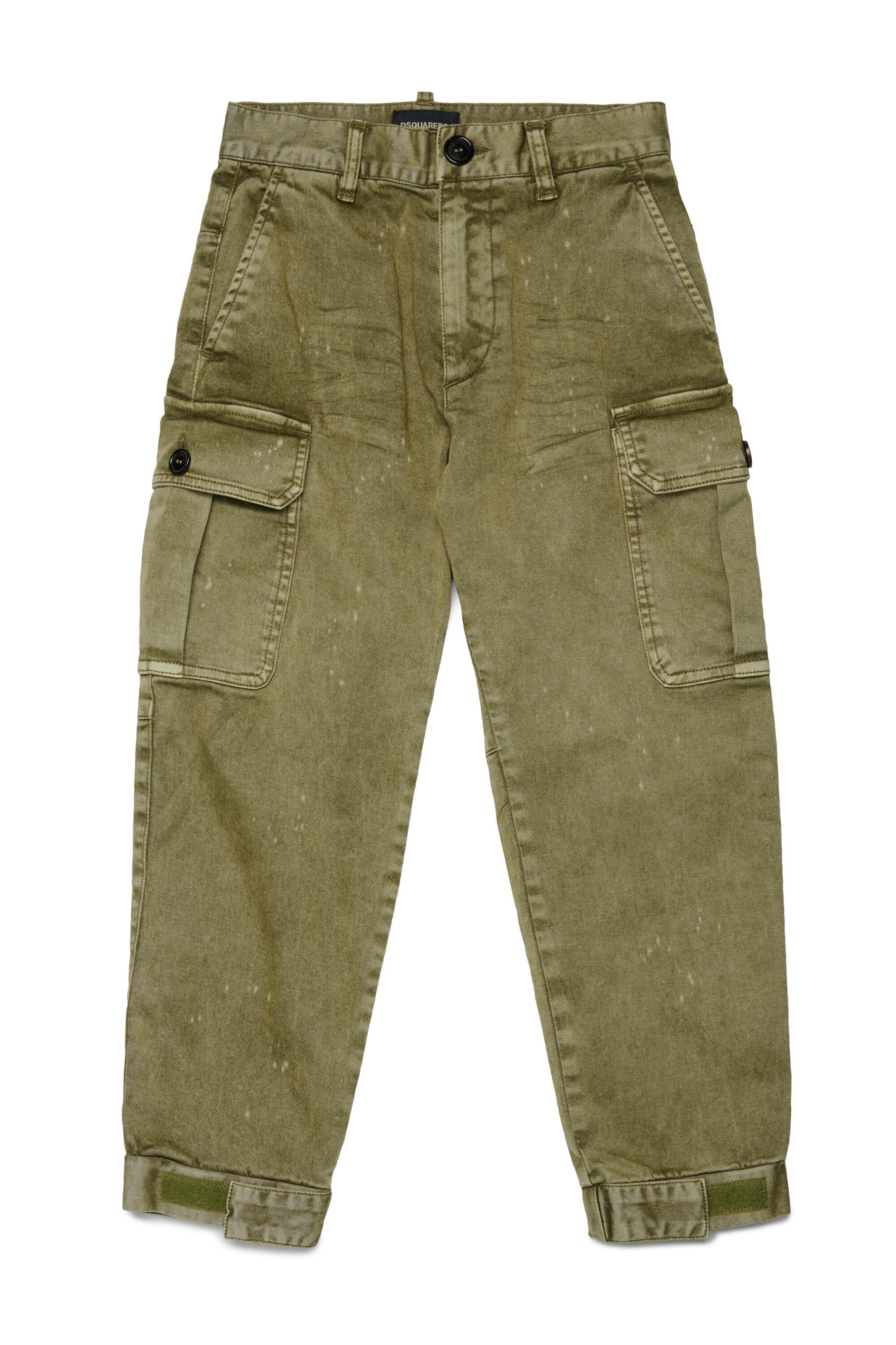 Vintage-effect gabardine cargo pants