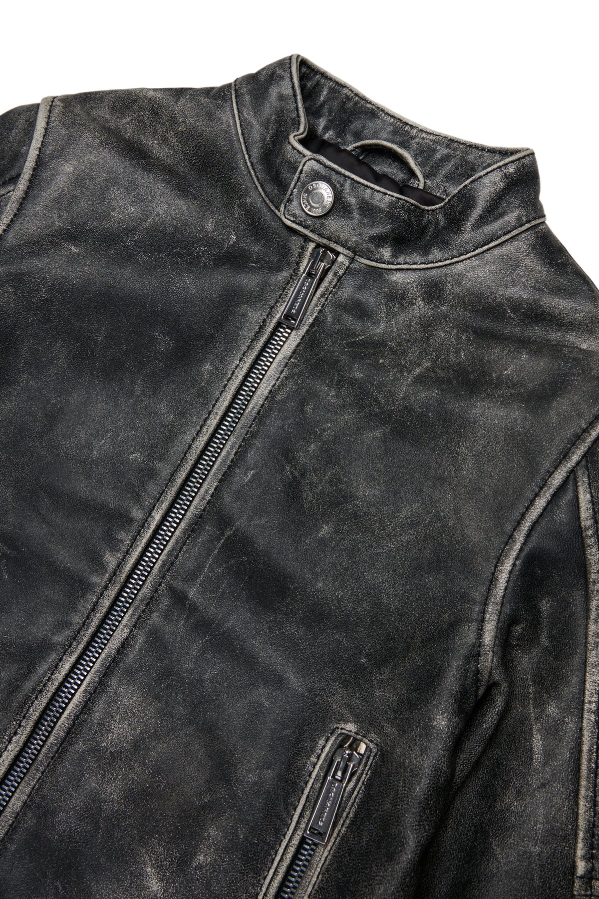 Chaqueta biker de piel envejecida