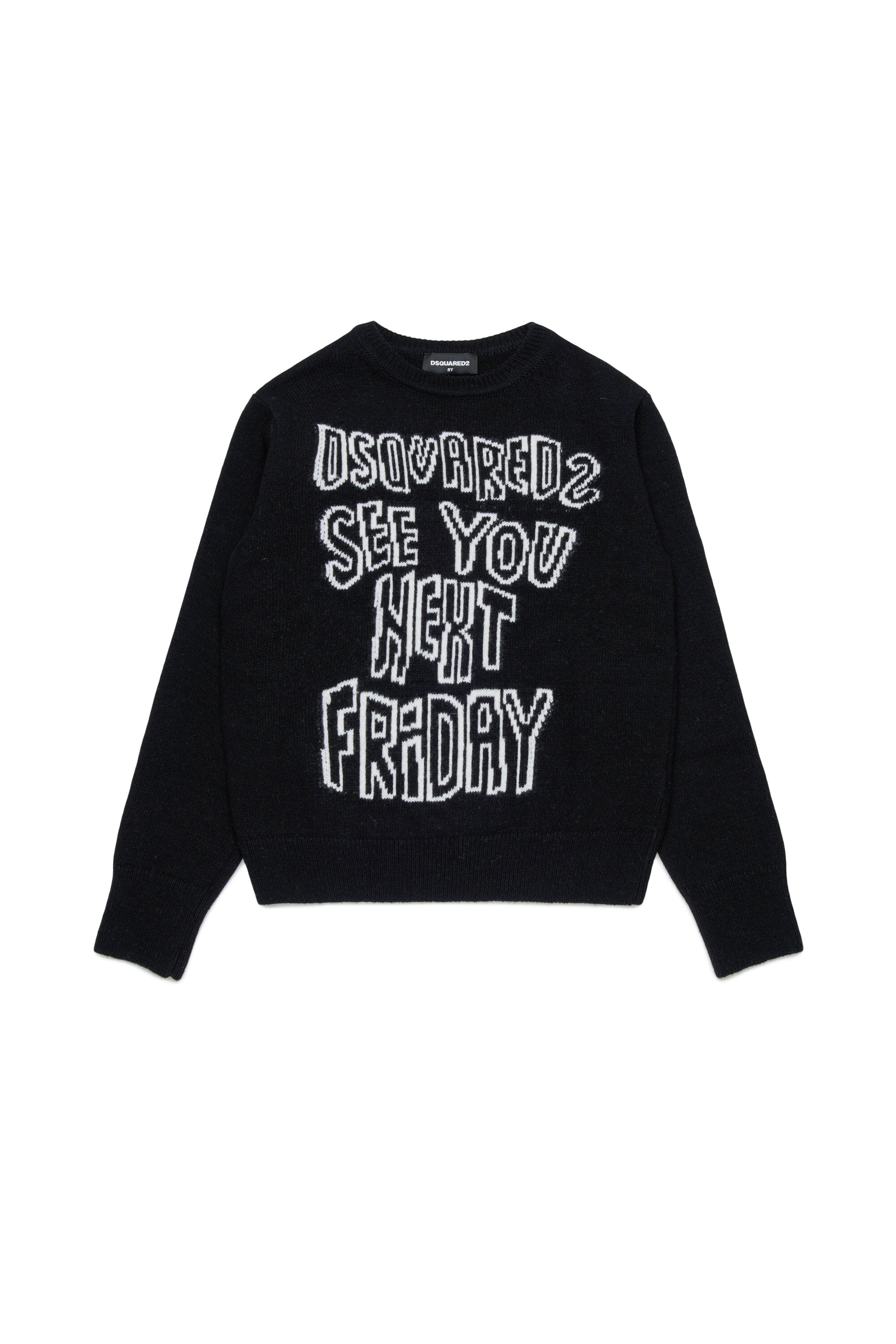 Wool-blend pullover with lettering