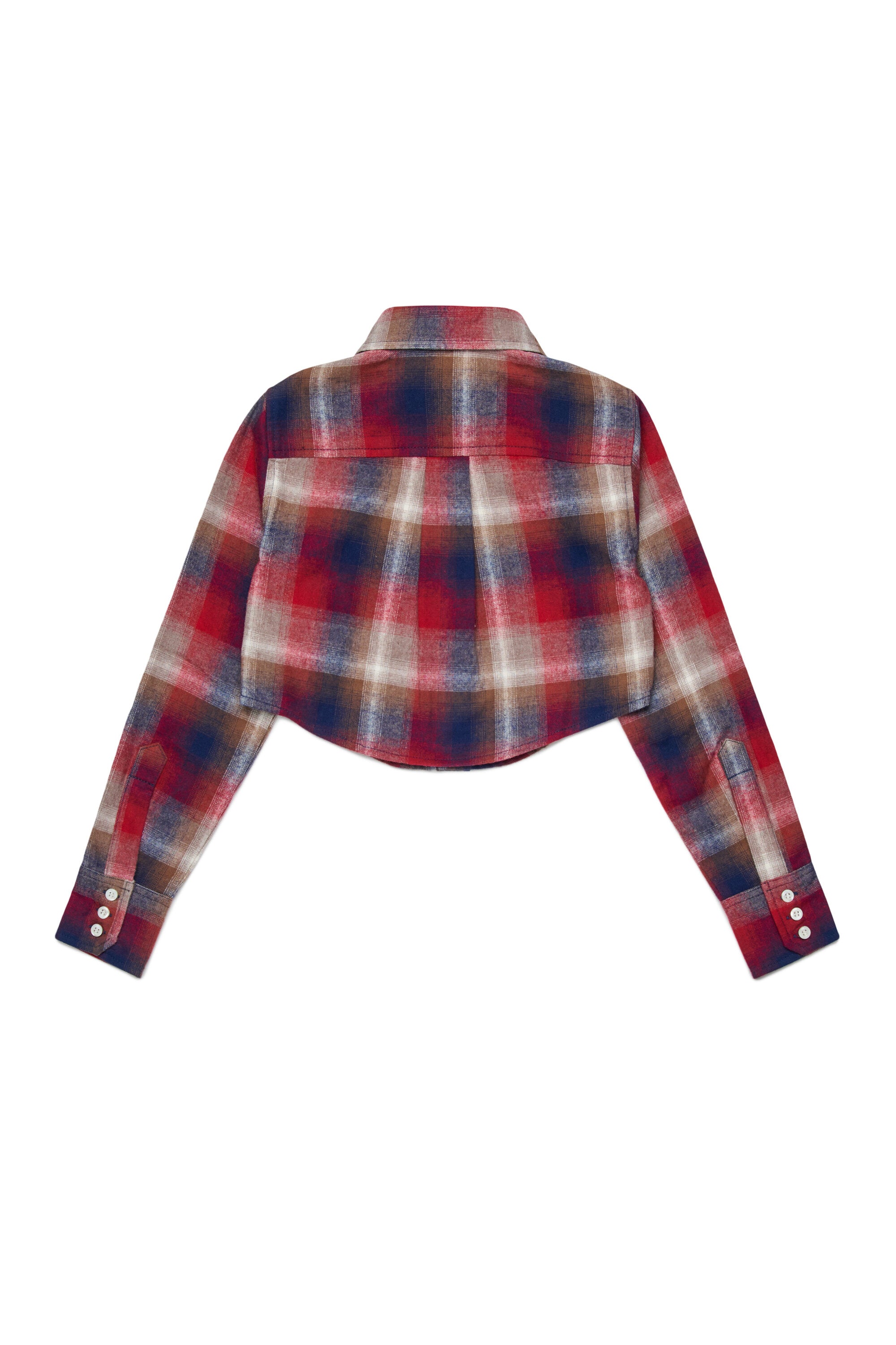 Cropped flannel plaid shirt