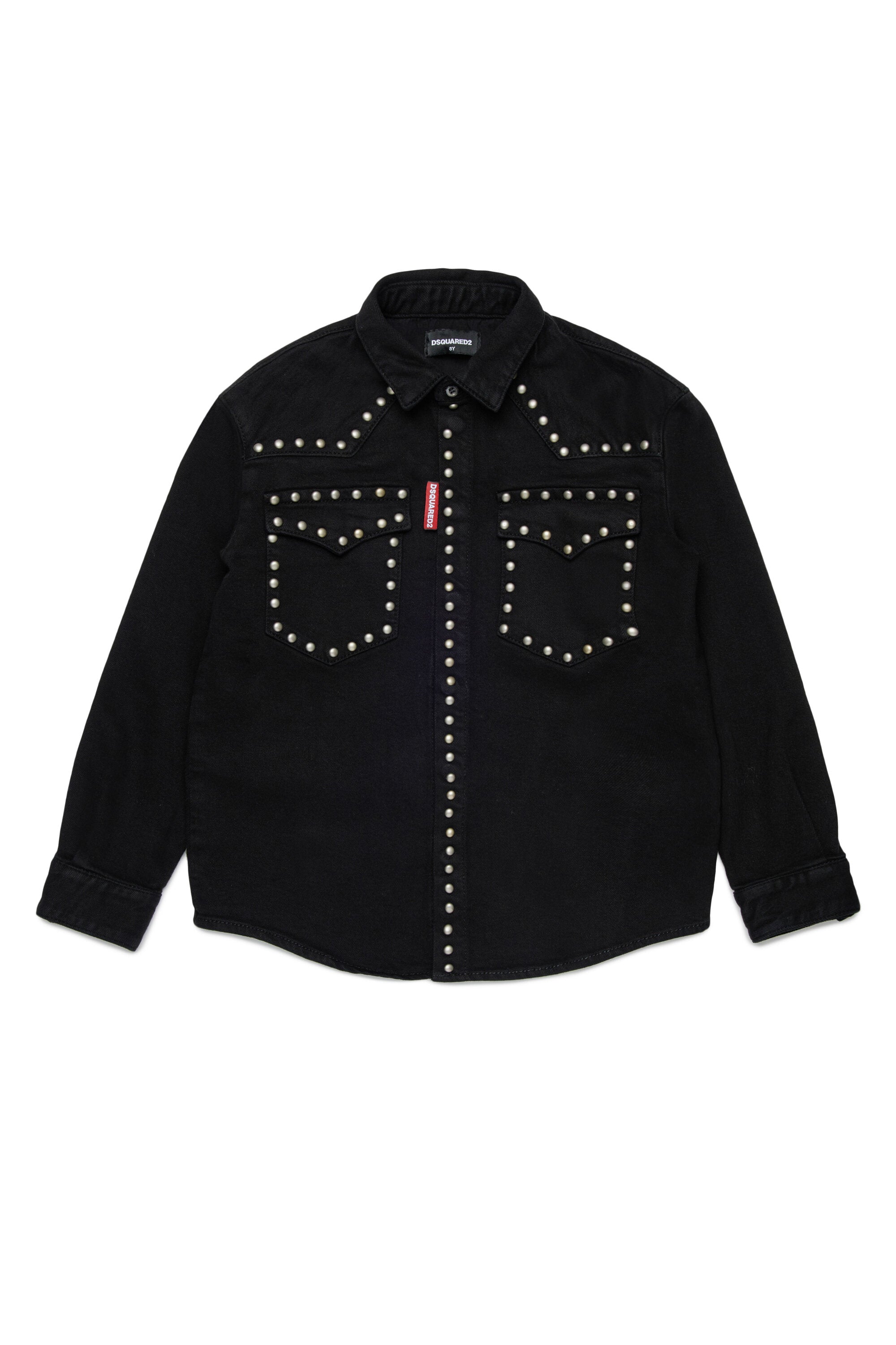 Black denim shirt with studs