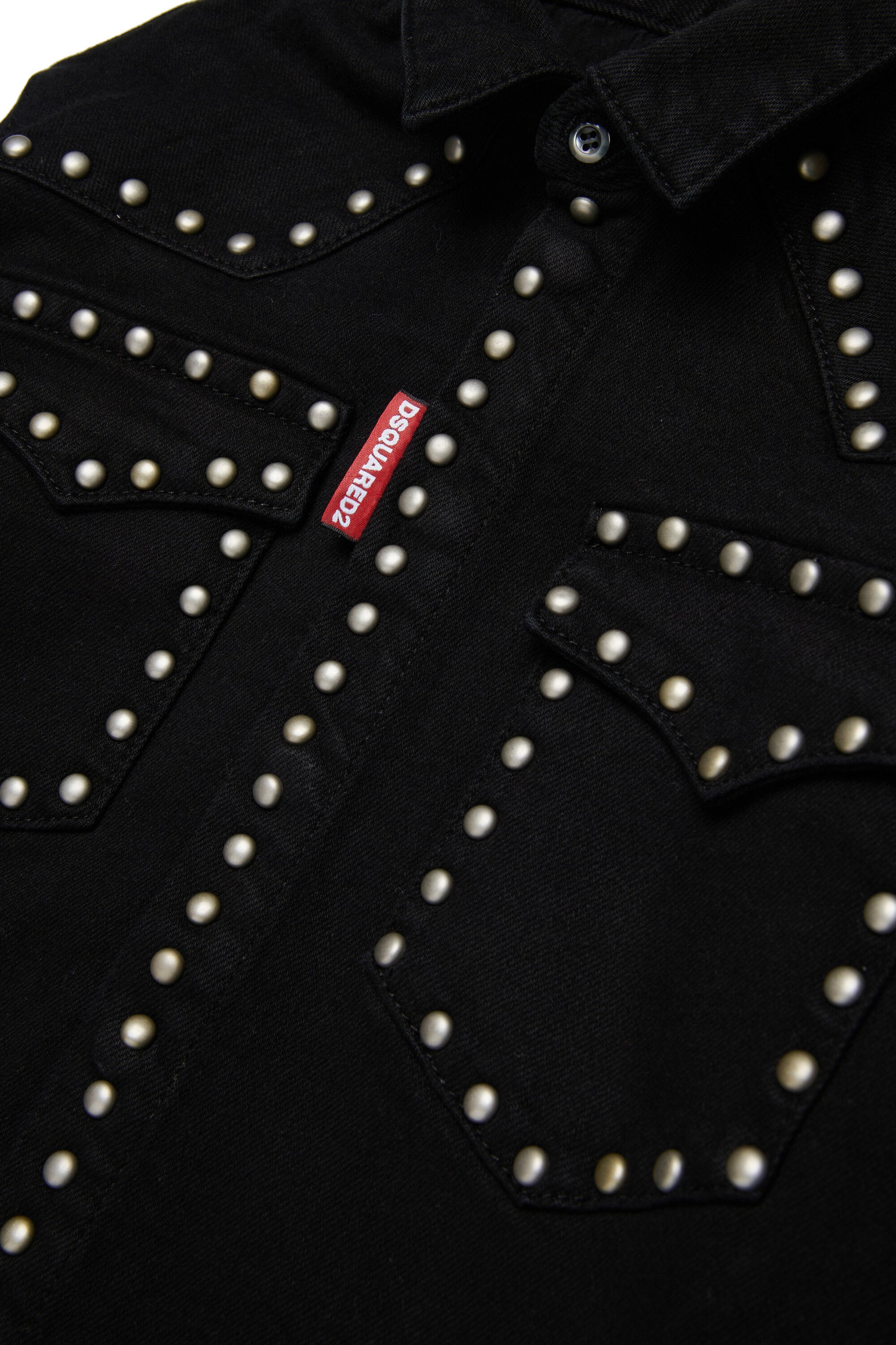 Black denim shirt with studs
