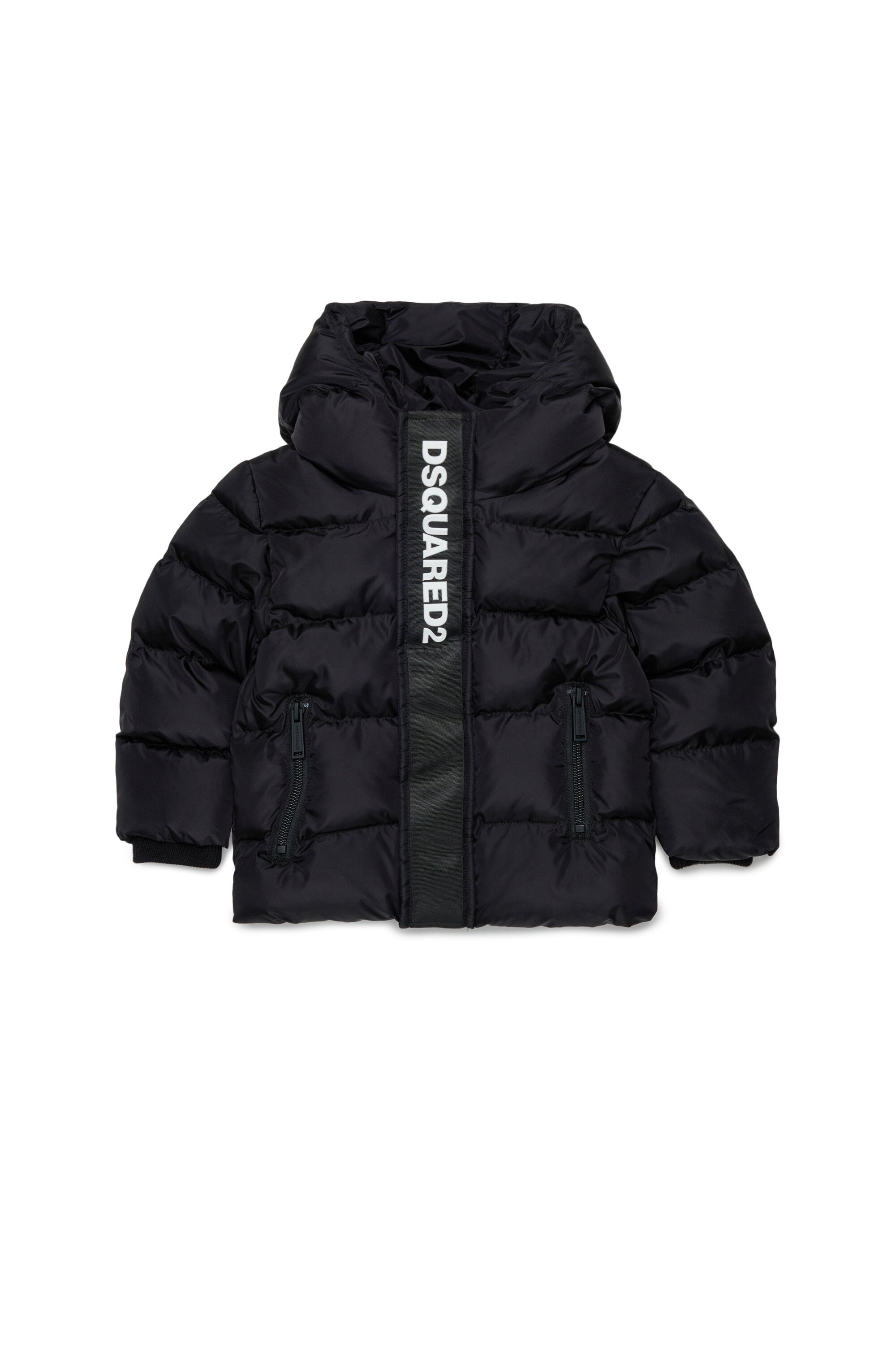 Chaqueta larga acolchada con logotipo