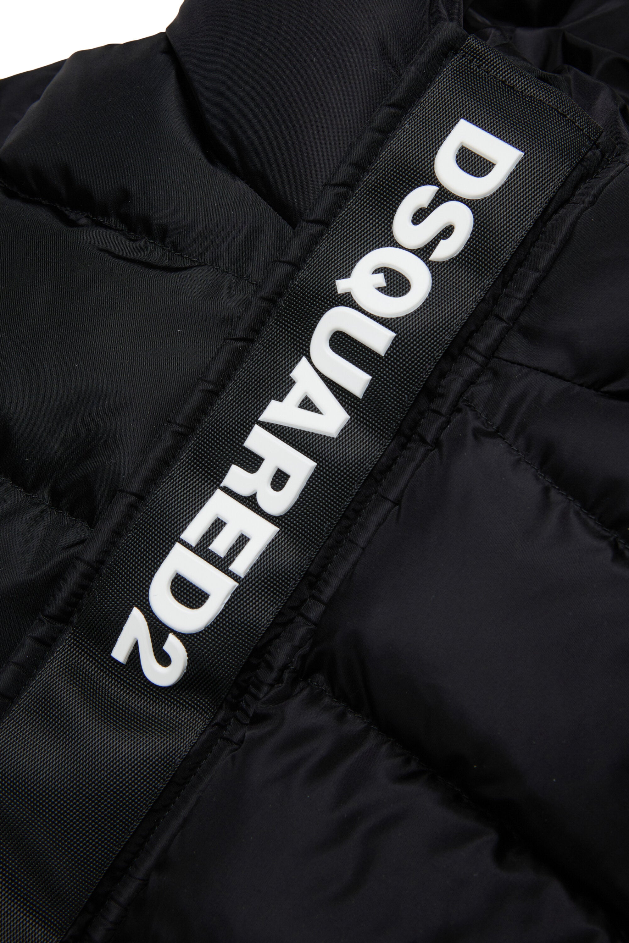 Chaqueta larga acolchada con logotipo