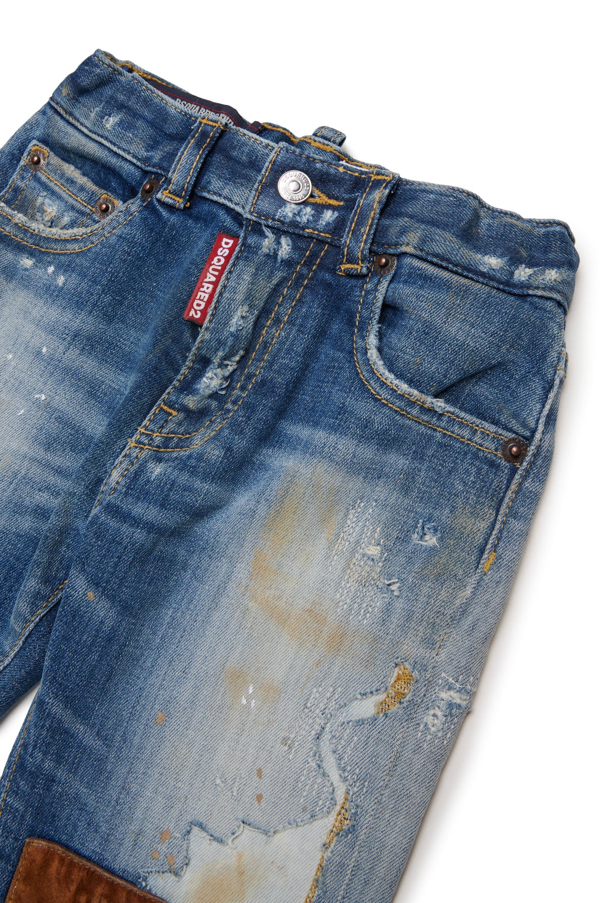 Jeans corte regular efecto used patchwork - Loose