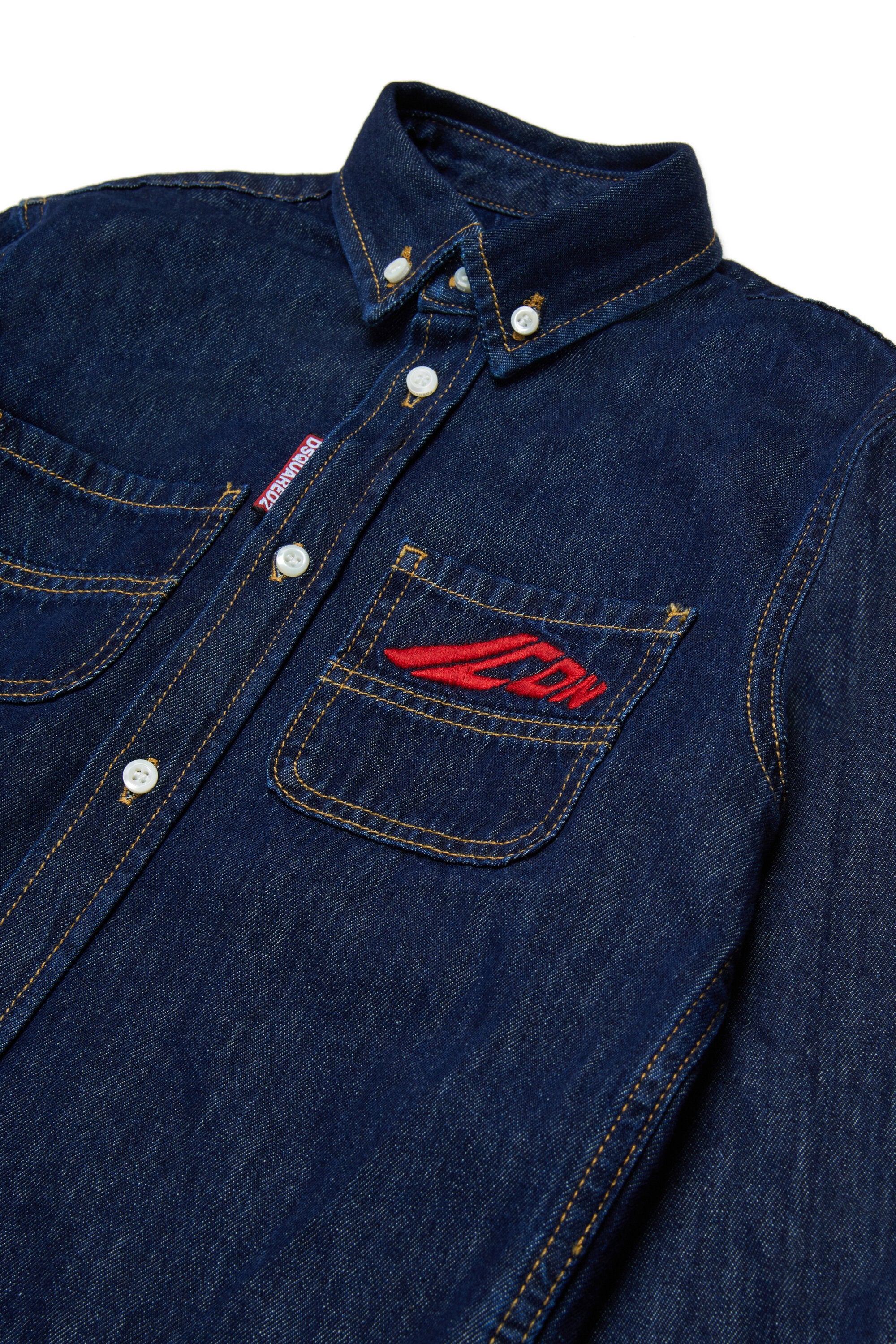 Dark blue denim shirt with ICON logo