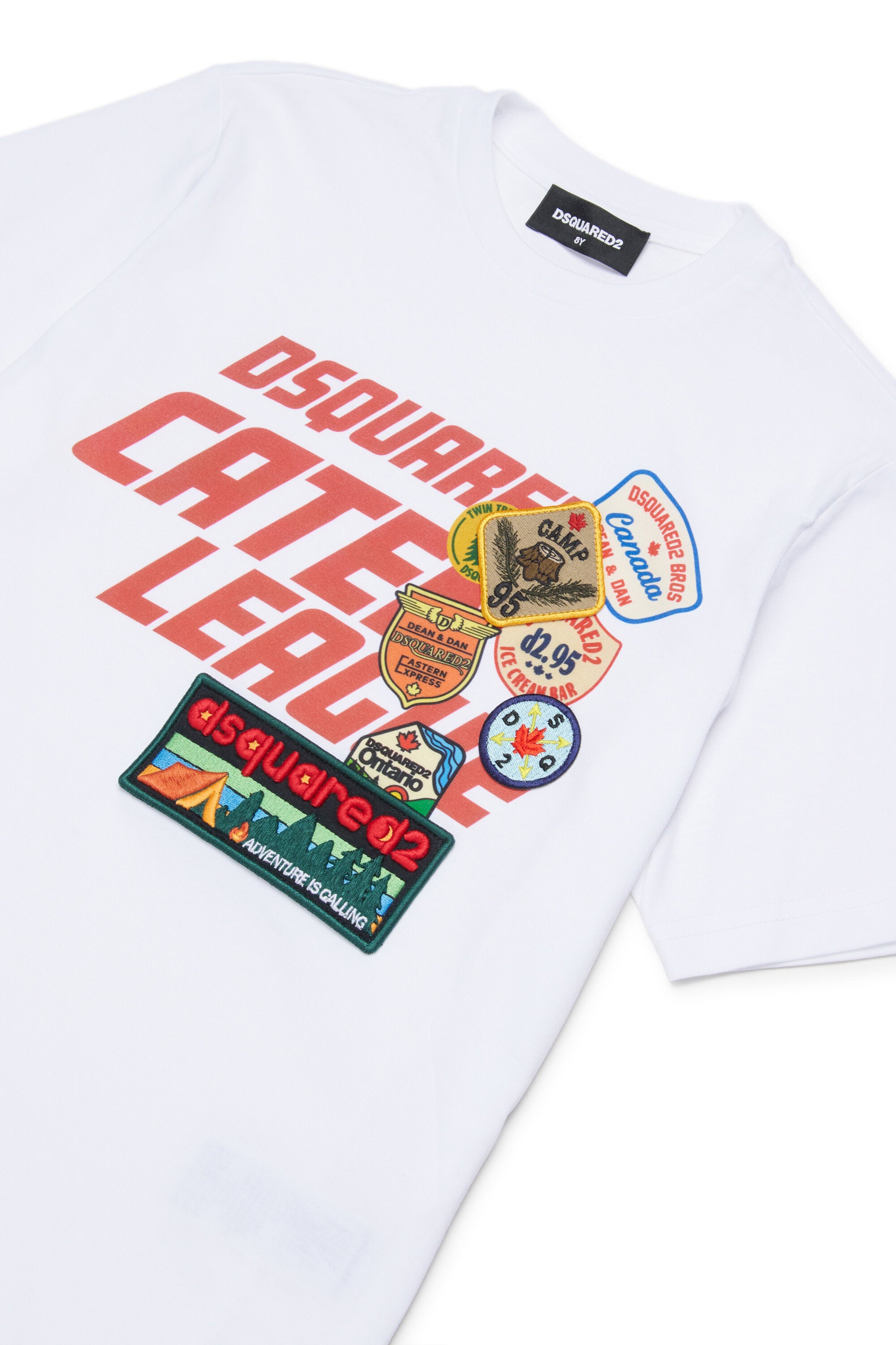 T-shirt with logo and patch applications