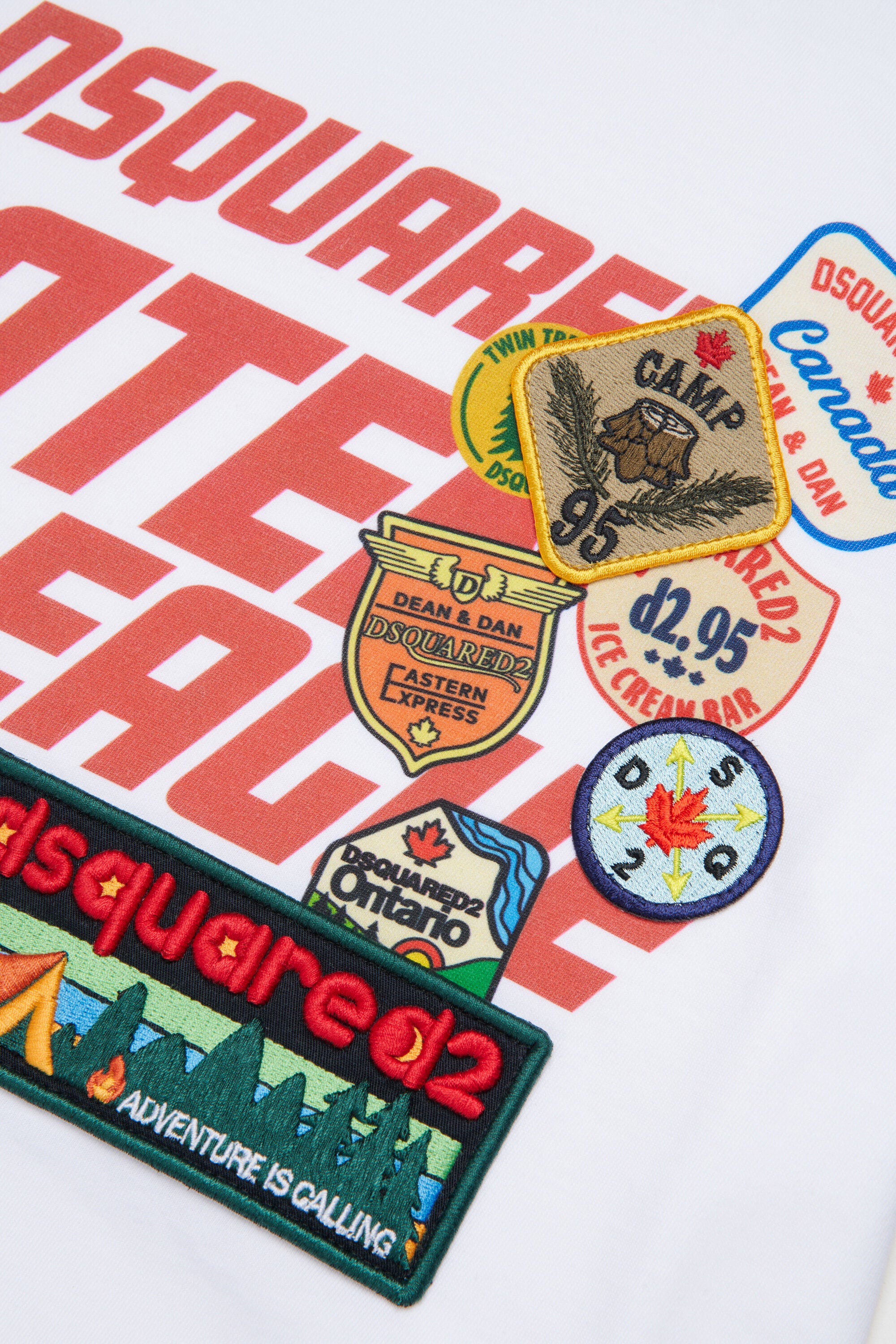 T-shirt with logo and patch applications