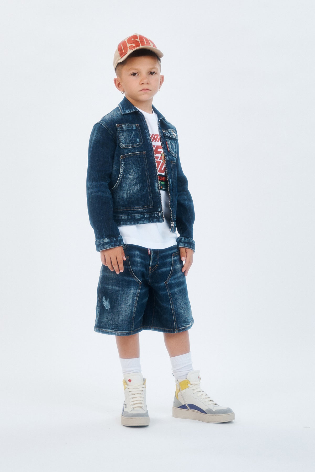 Dark blue denim shorts
