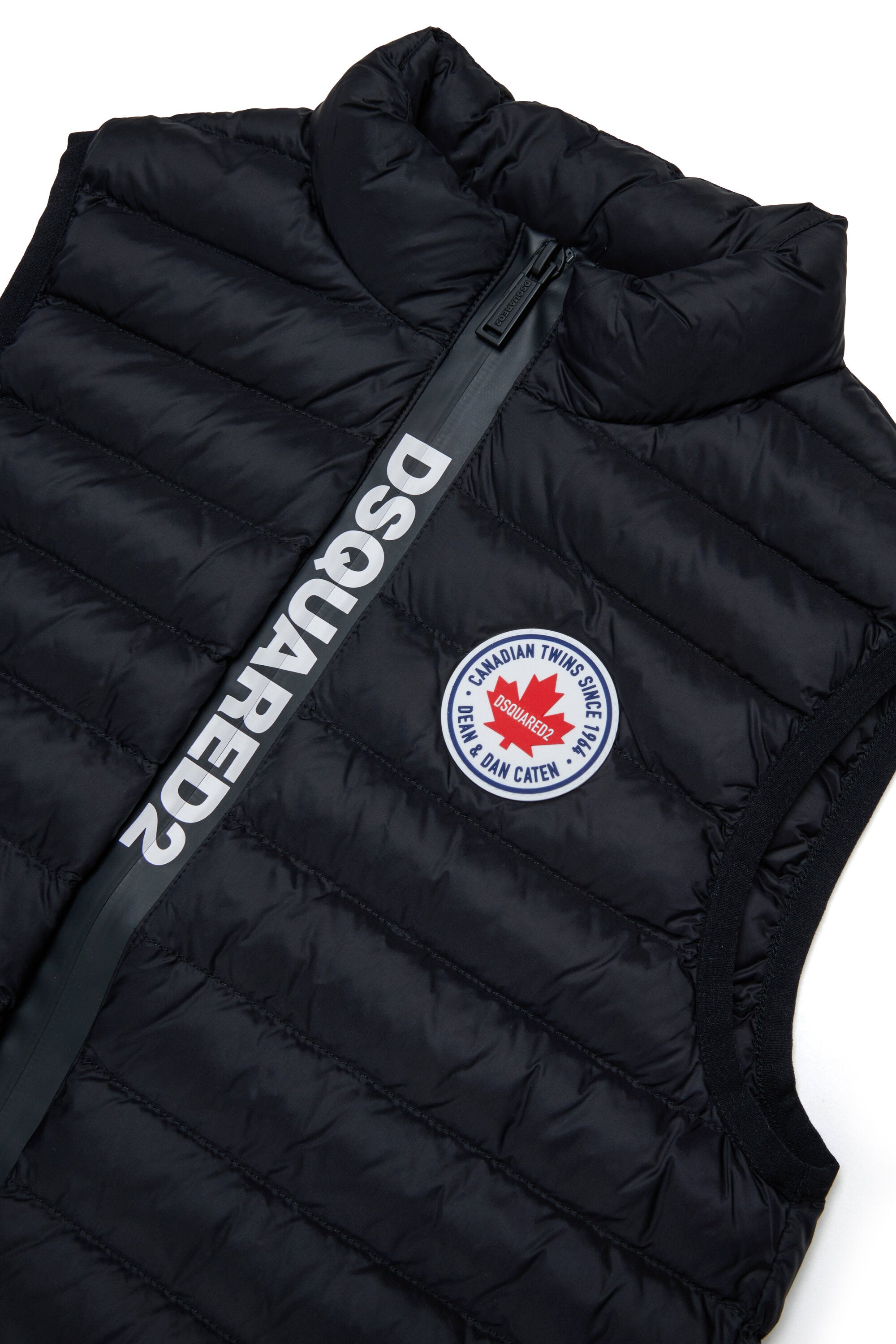 Padded vest jacket with printed logo
