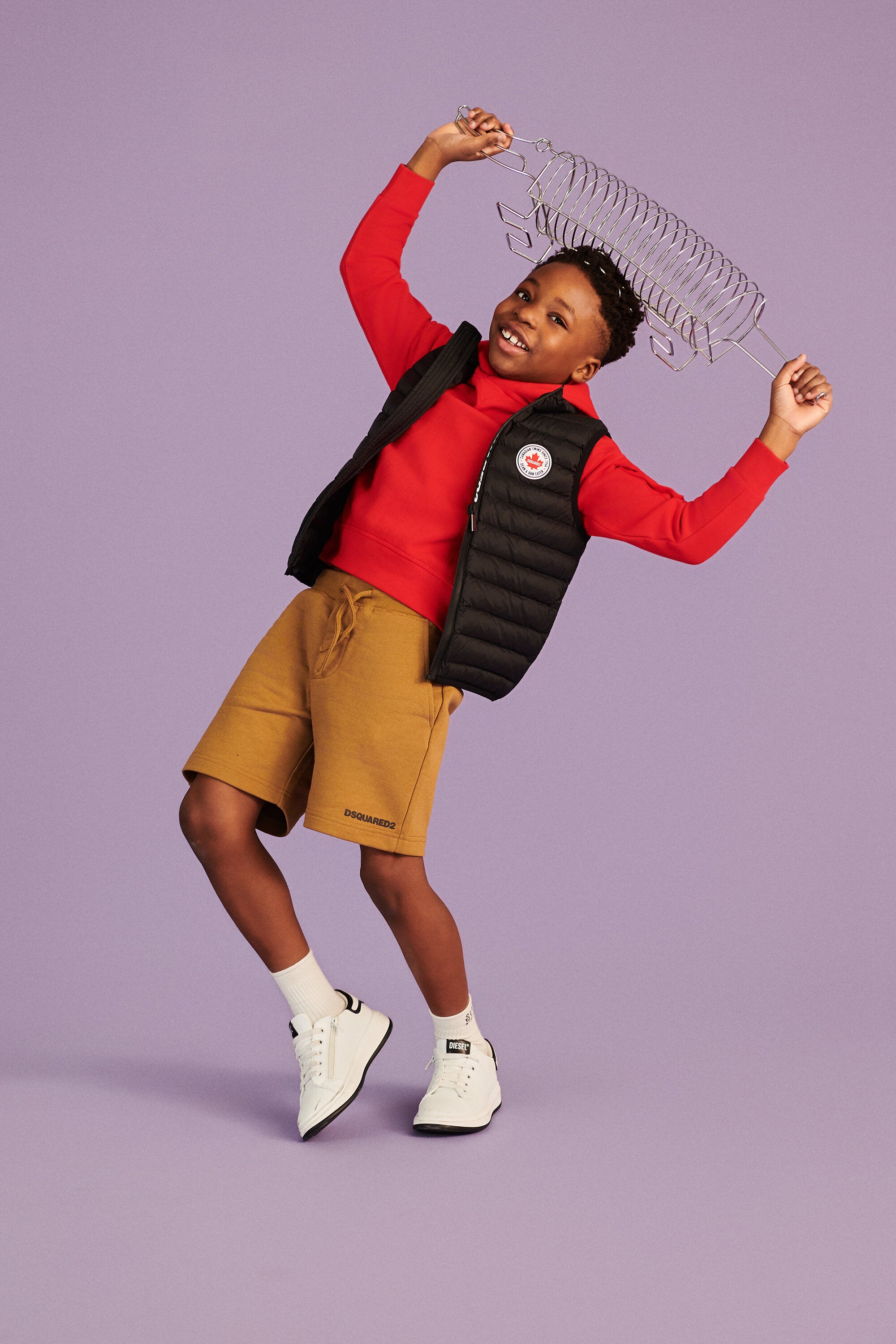 Padded vest jacket with printed logo