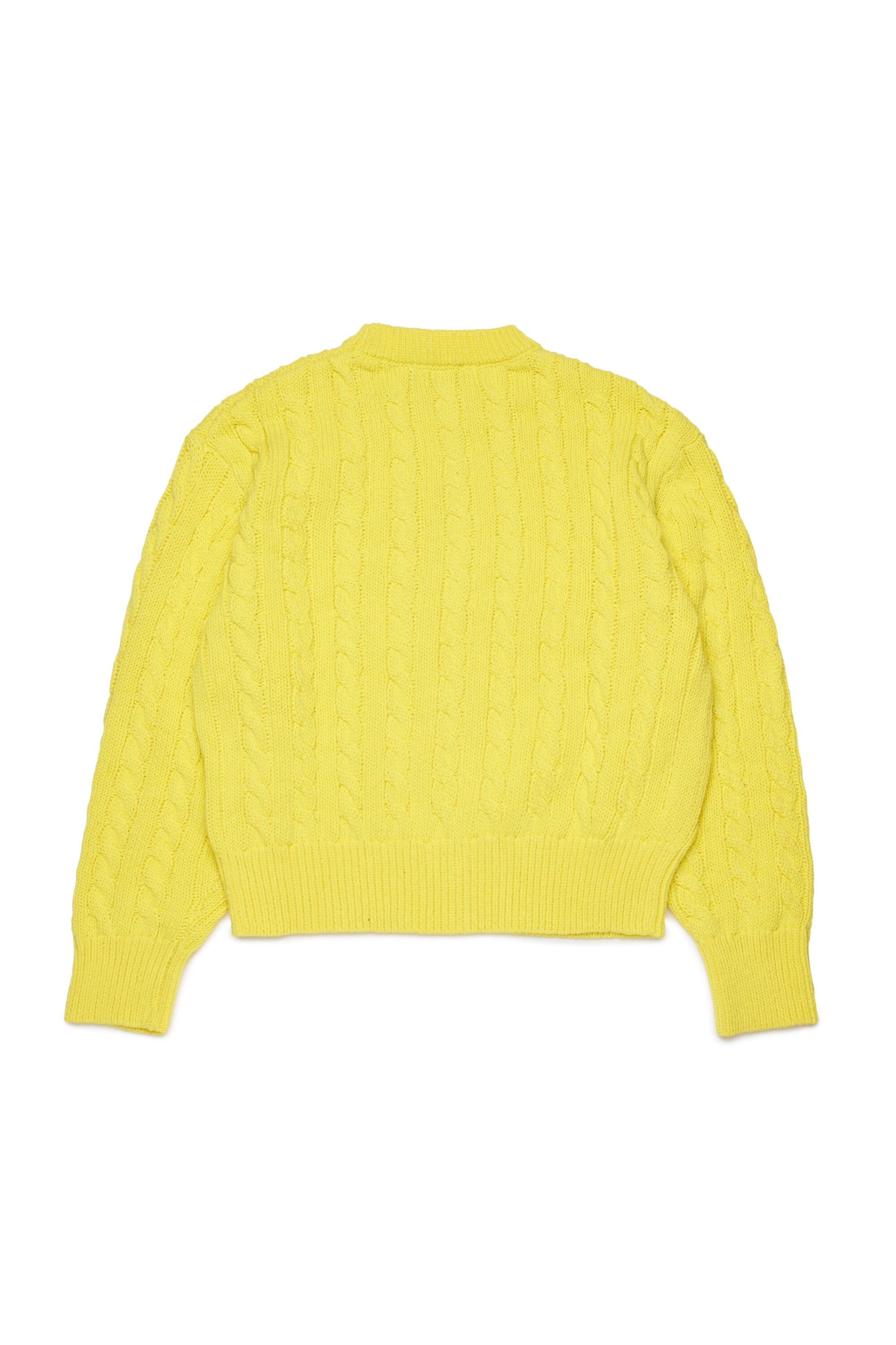 Cable-knit crewneck pullover with logo