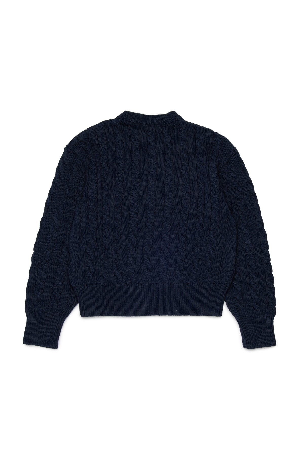 Jersey de punto trenzado con cuello redondo y logo