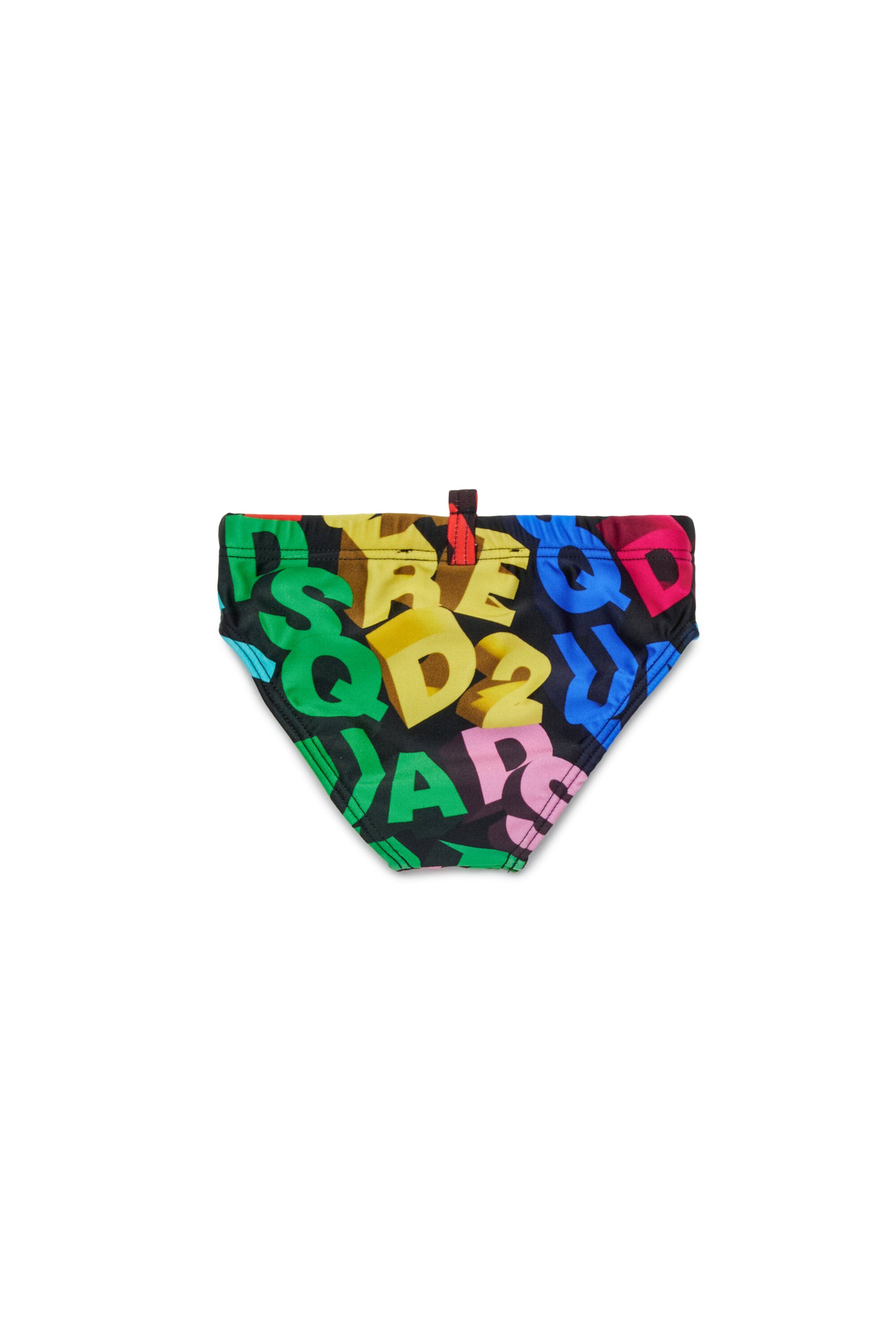 Swimsuit briefs with all-over 3D logo