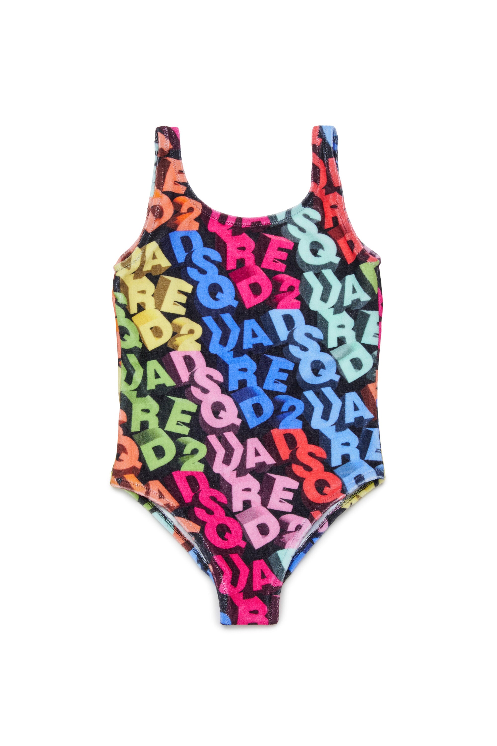 One-piece swimsuit with all-over 3D logo