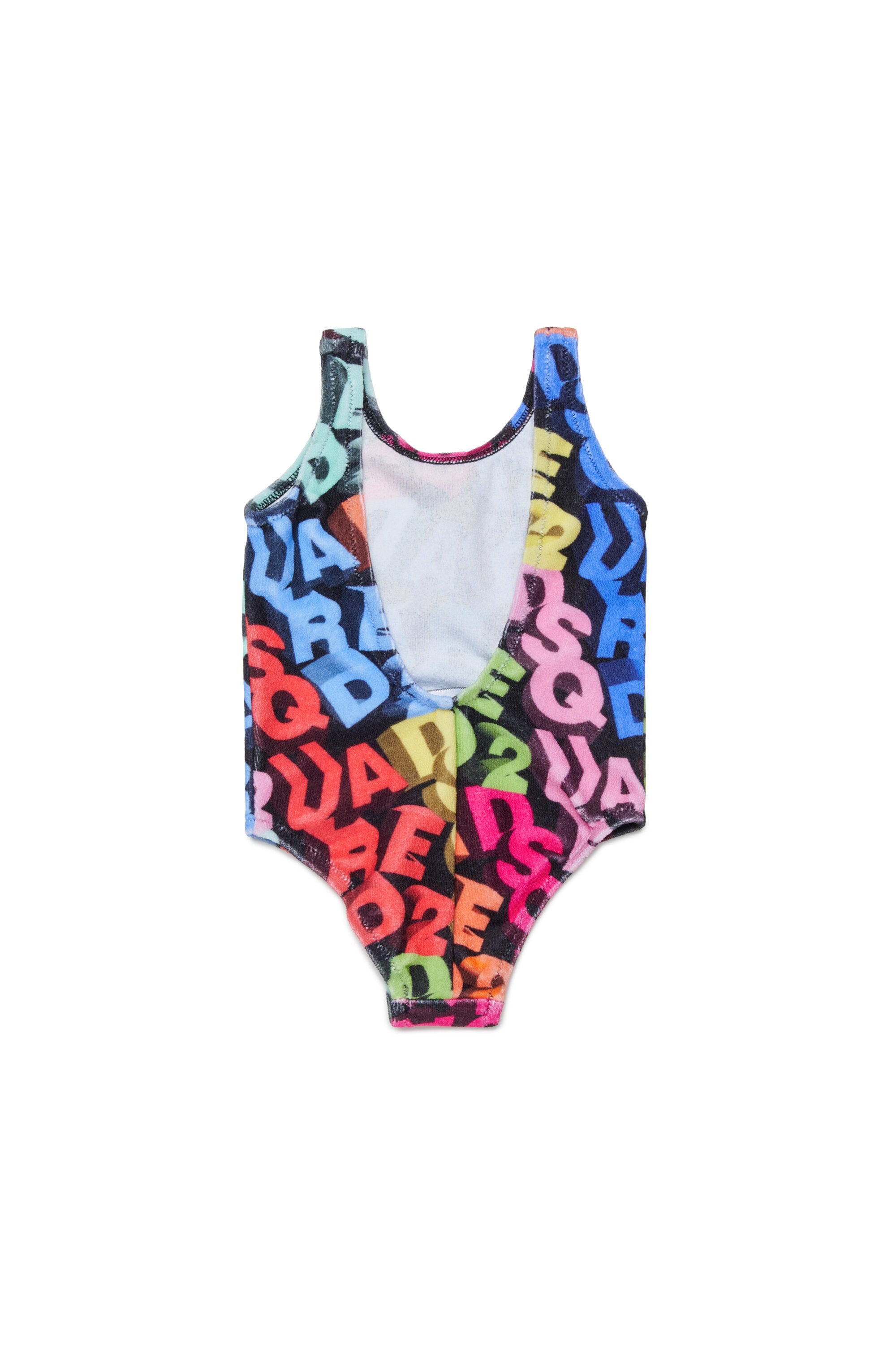 One-piece swimsuit with all-over 3D logo
