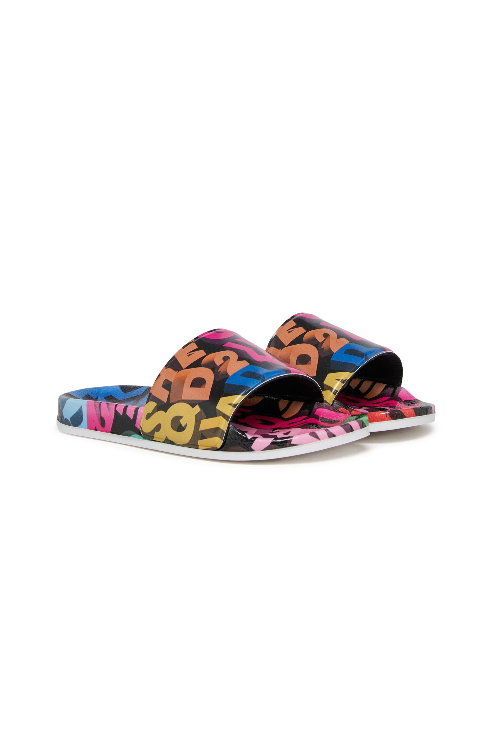 Chanclas tipo slide con logo multicolor