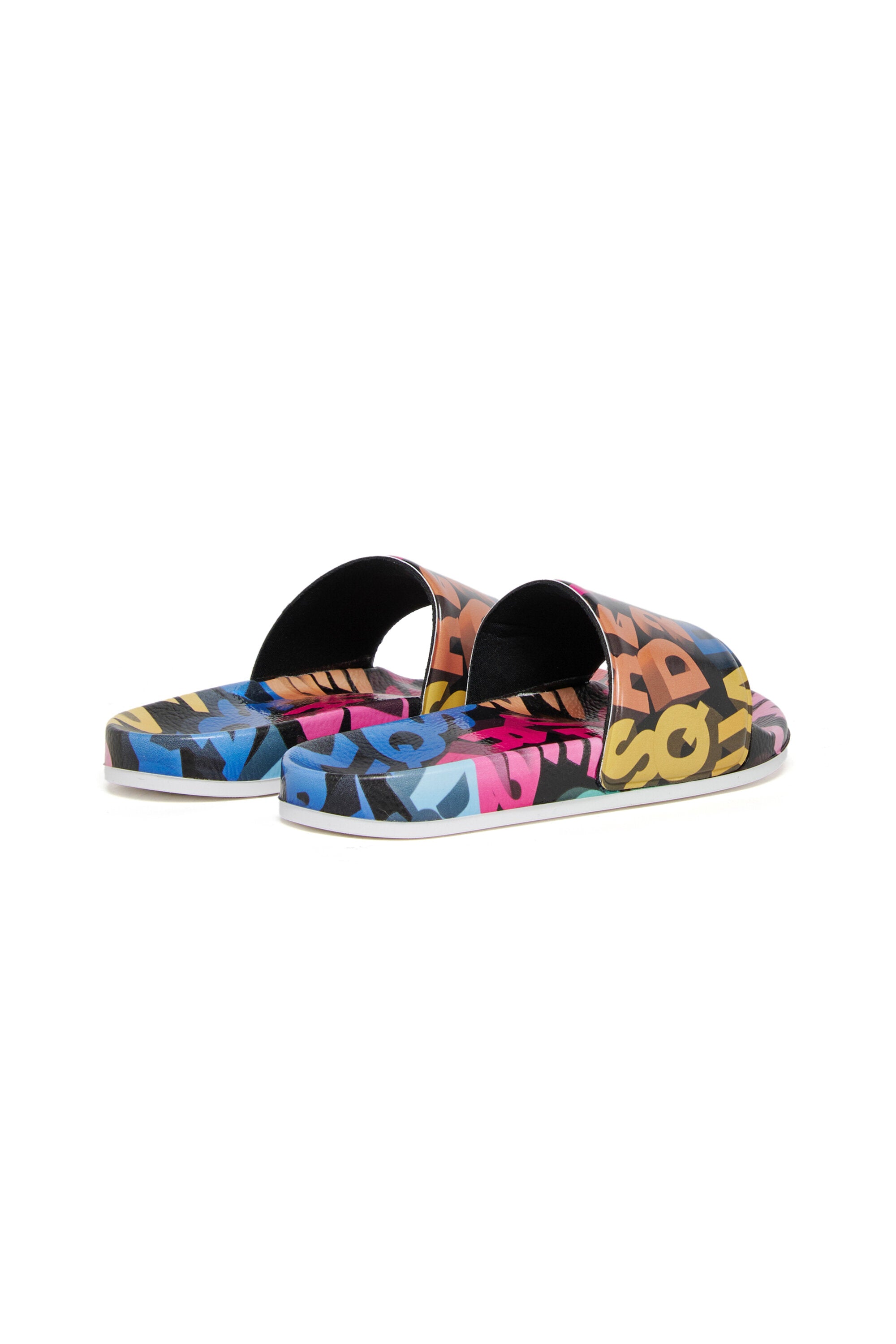 Slide with multicolor allover logo