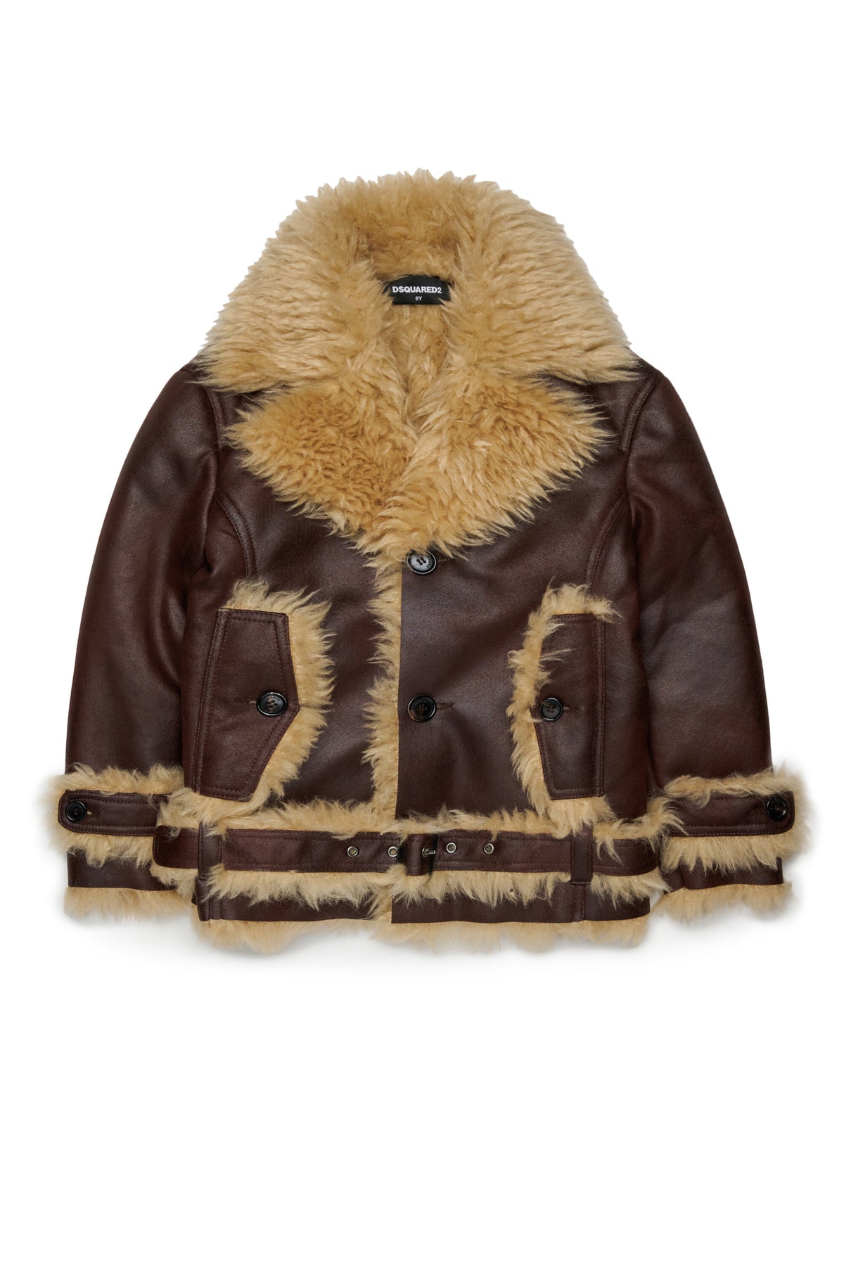 Cazadora biker con detalles efecto pelo