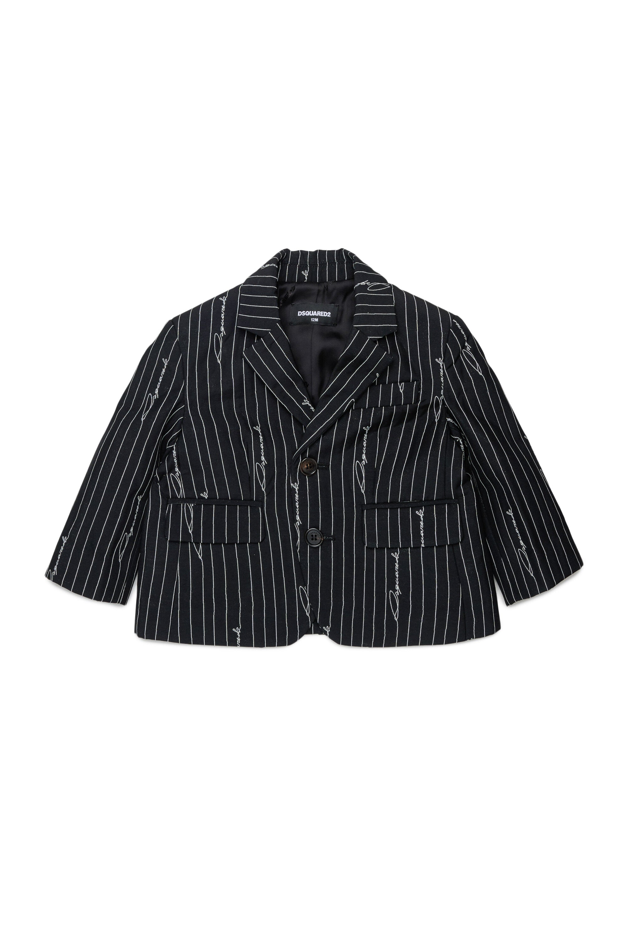 Pinstripe jacket with allover logo