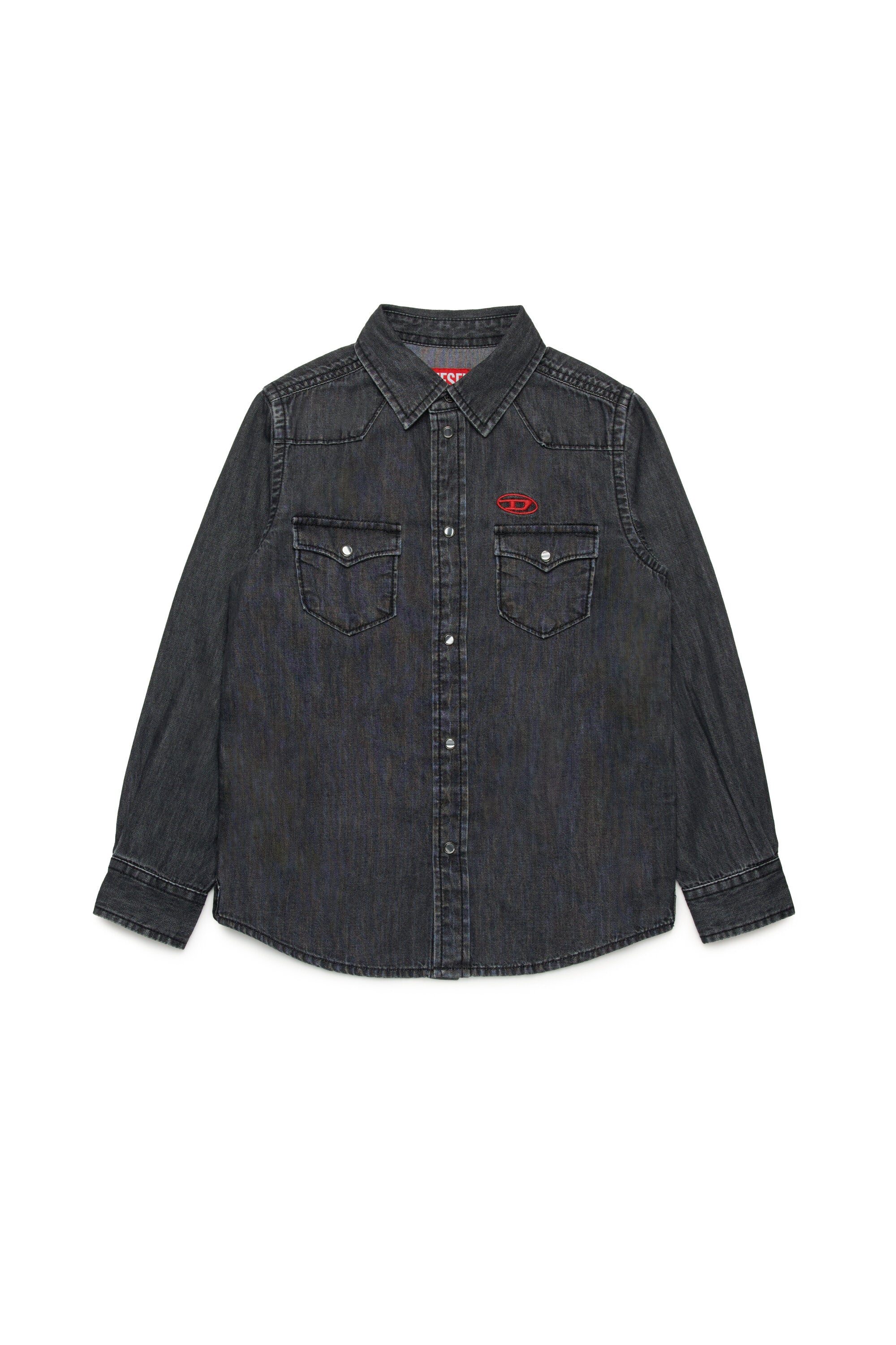 Camisa de denim negra con logotipo Oval D