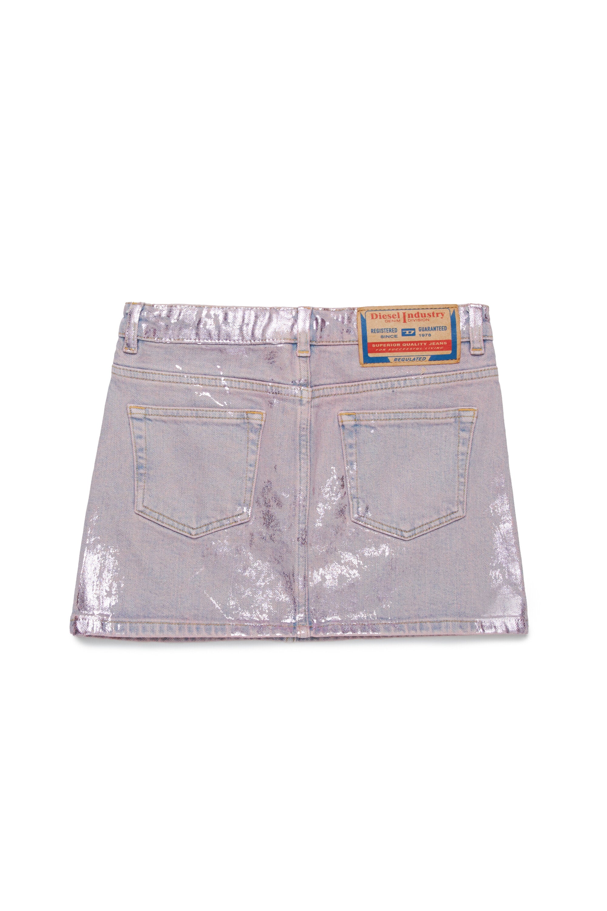 Falda denim con acabado mylar