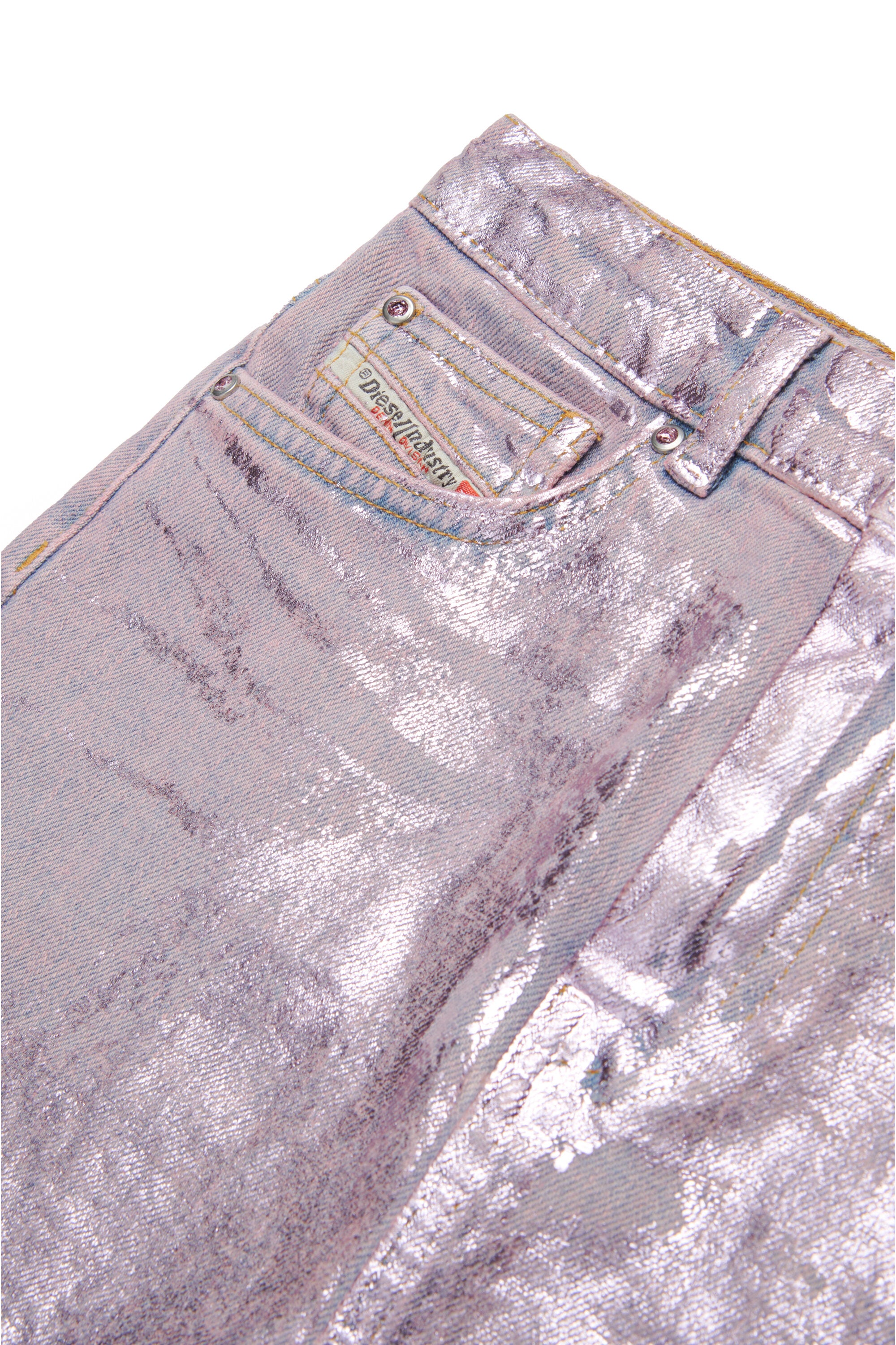 Falda denim con acabado mylar