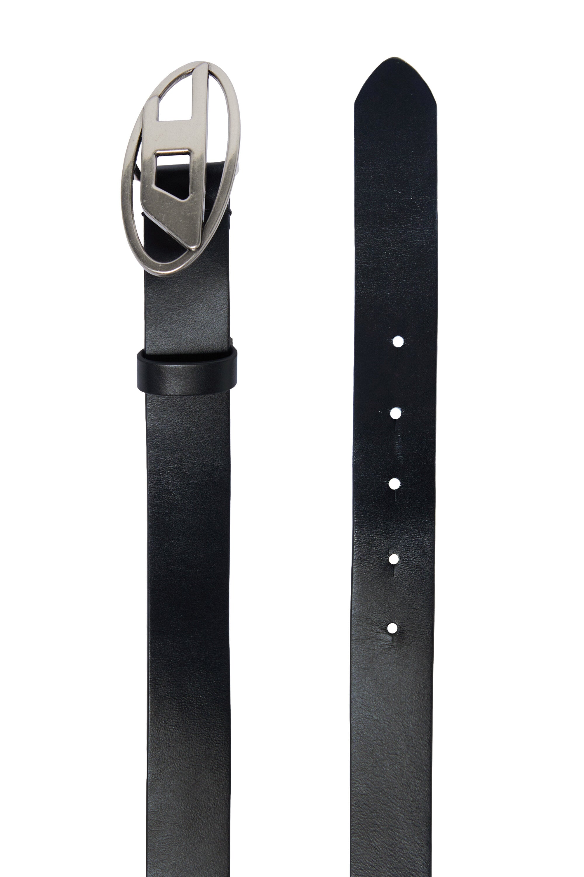 Leather belt with logo