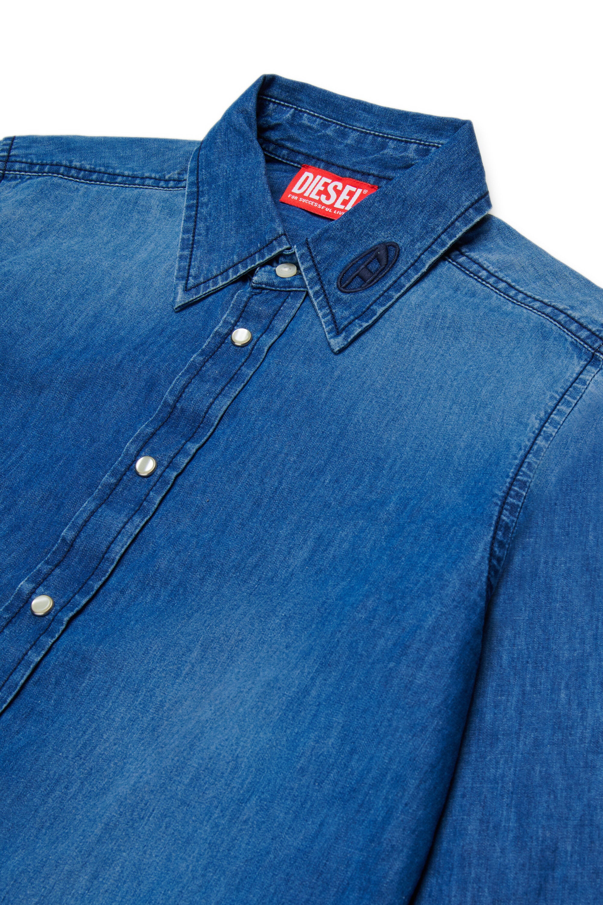 Long-sleeve denim shirt with logo