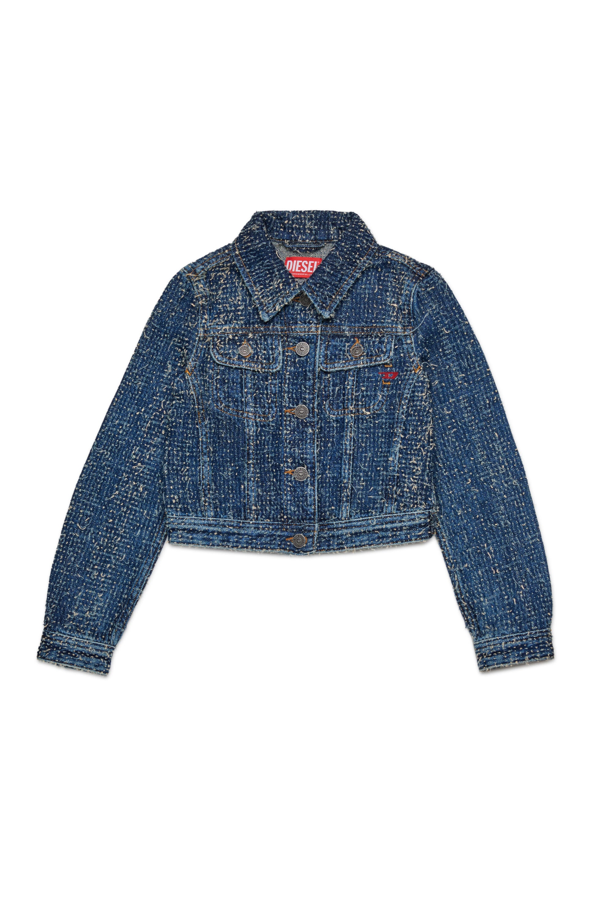 Jeans jacket with bouclé effect