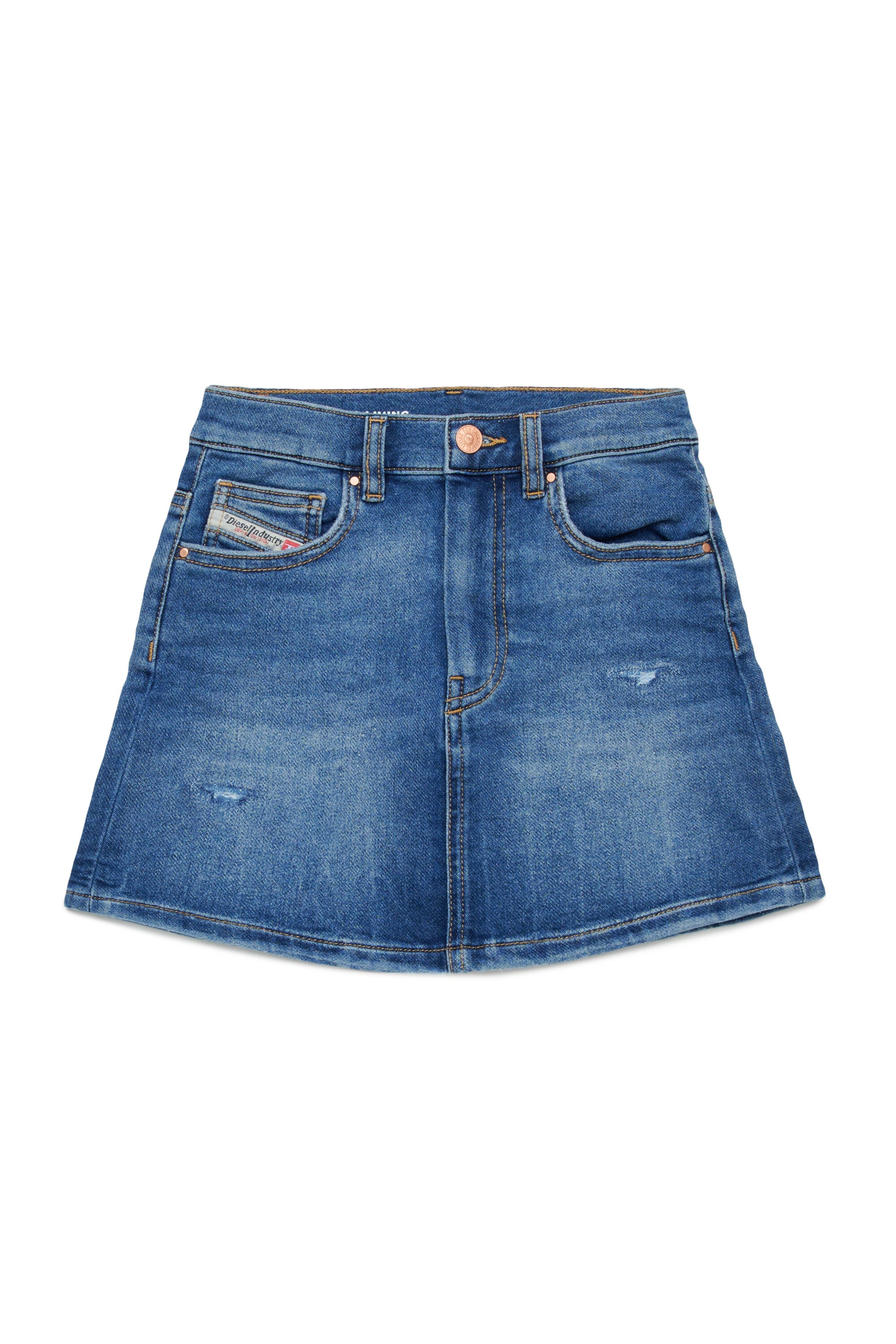 Medium blue JoggJeans® skirt with rips