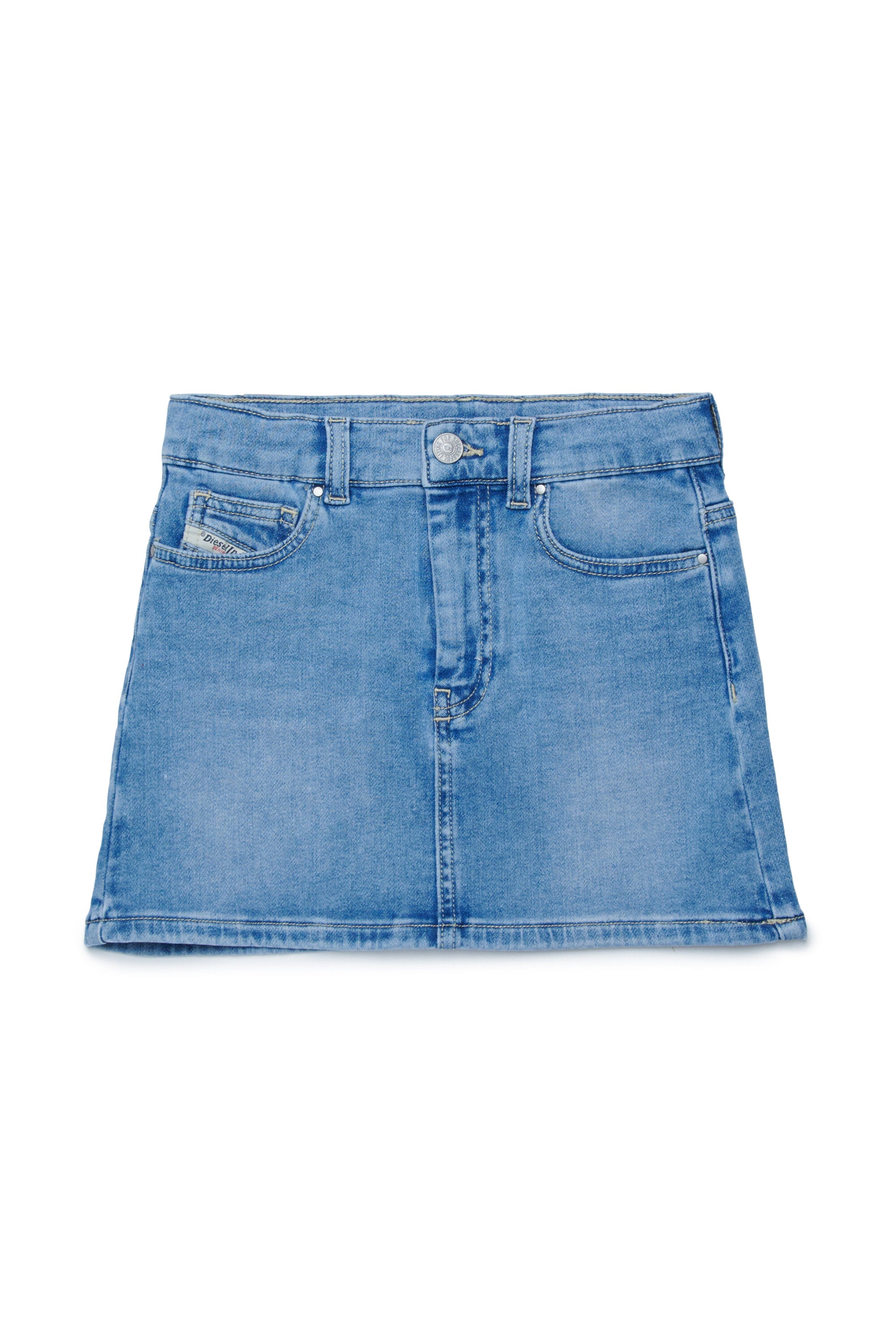 Five-pockets denim skirt