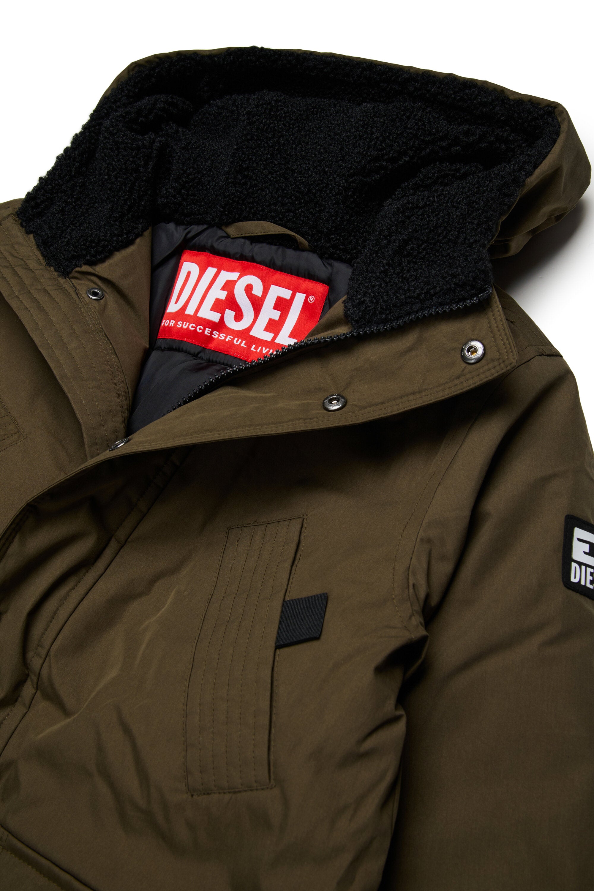 Long padded jacket with front pockets