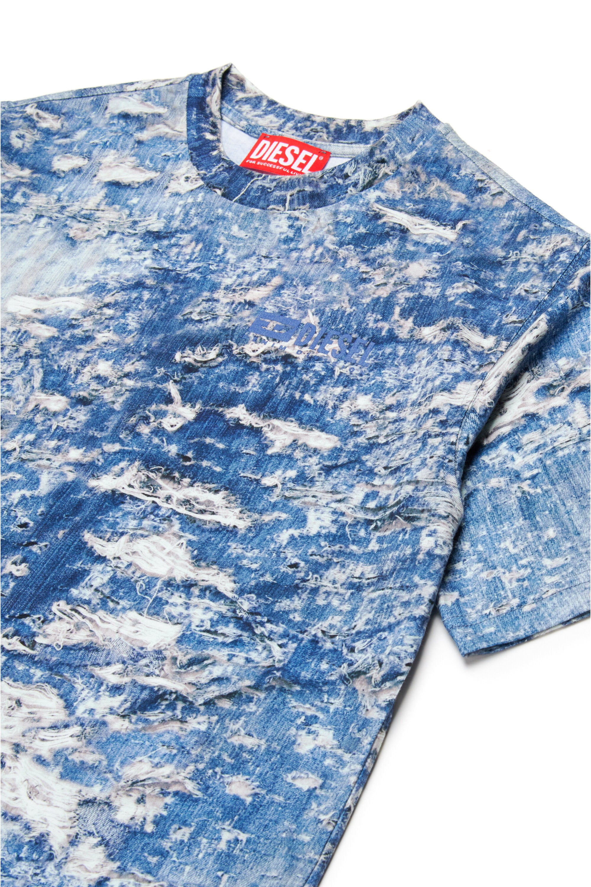 T-shirt with torn denim effect print