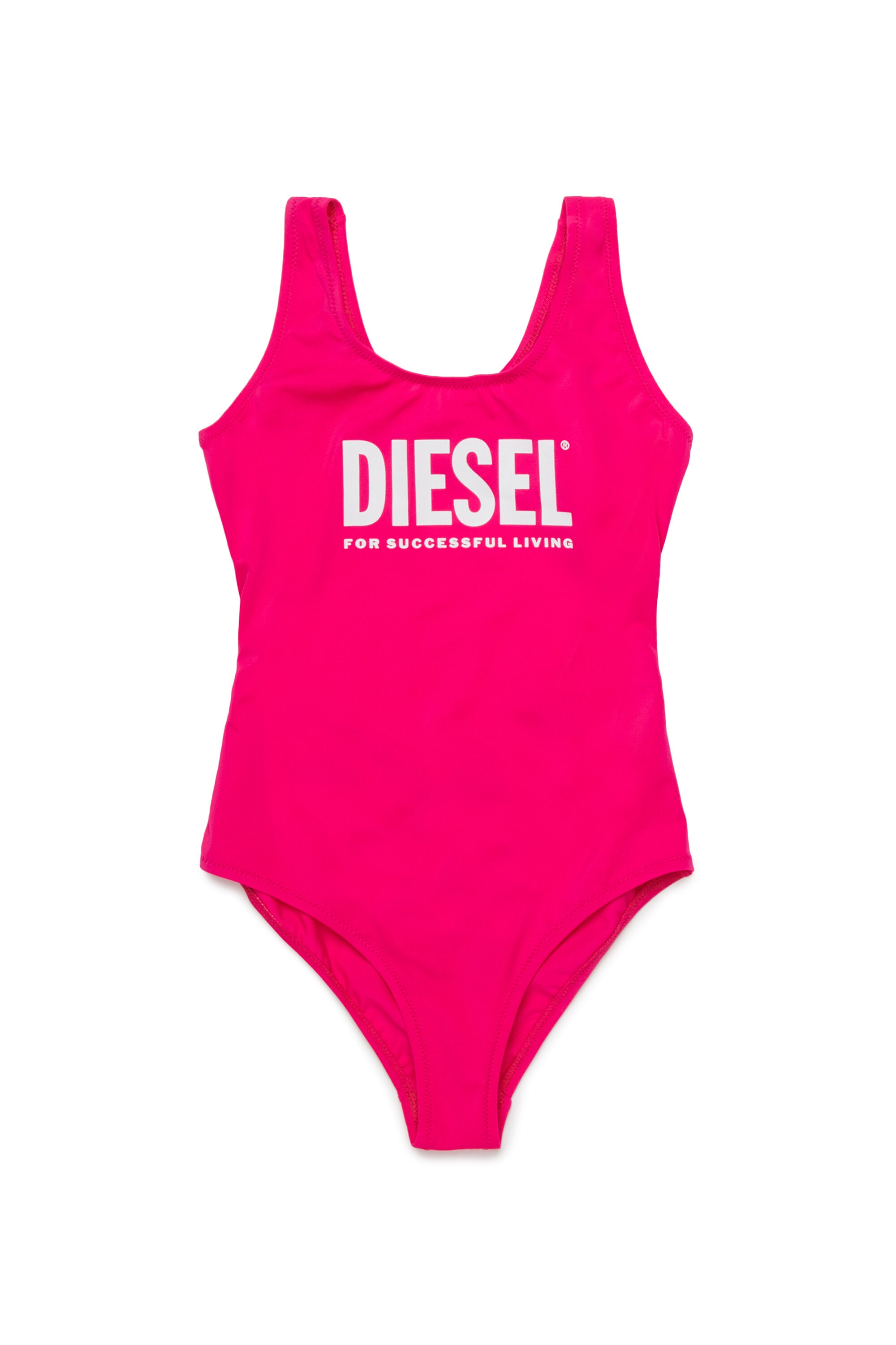 One-piece swimsuit with institutional logo