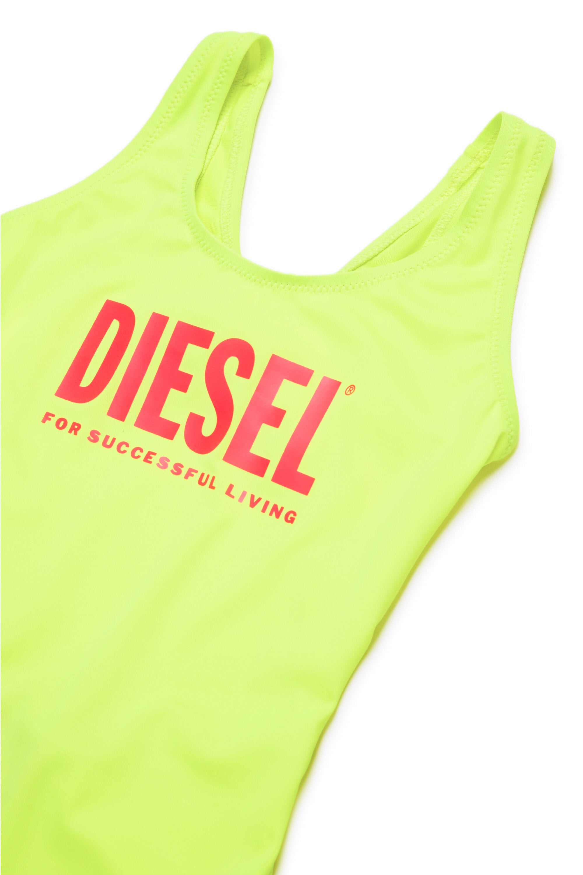 One-piece swimsuit fluo with institutional logo