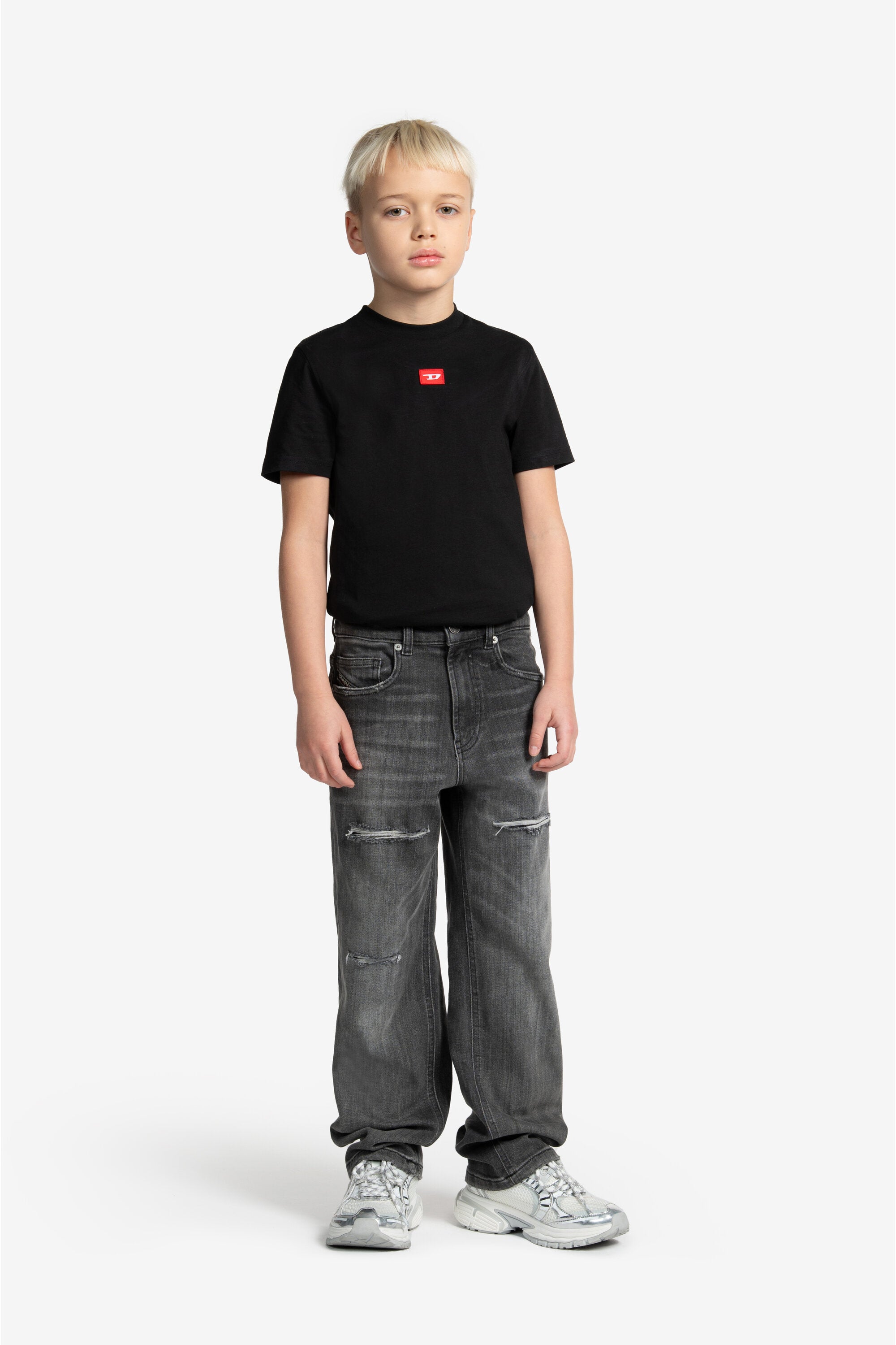 Vaqueros relaxed gris oscuro con rotos - D-Maki