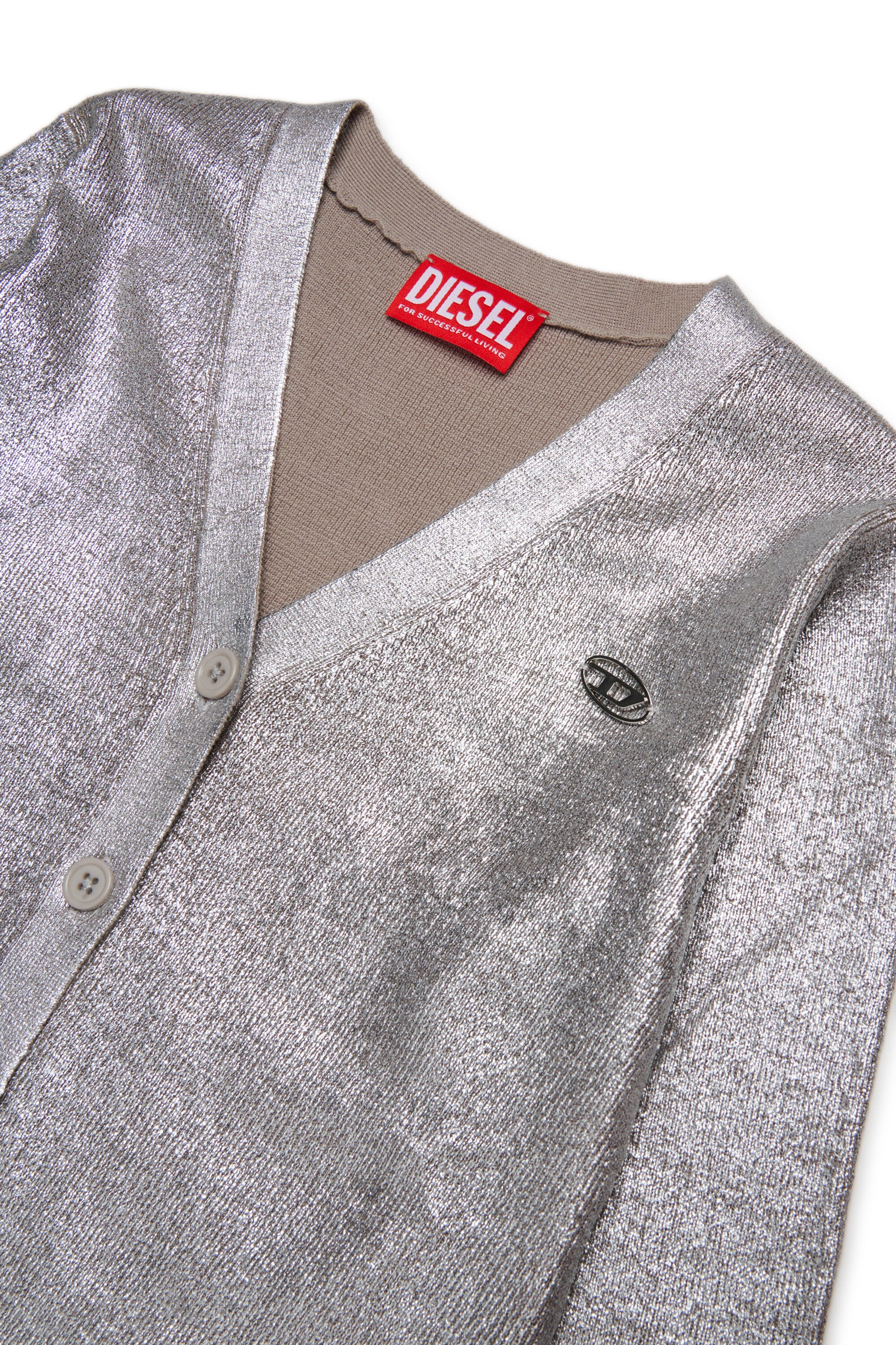 Wool-blend cardigan with mylar print