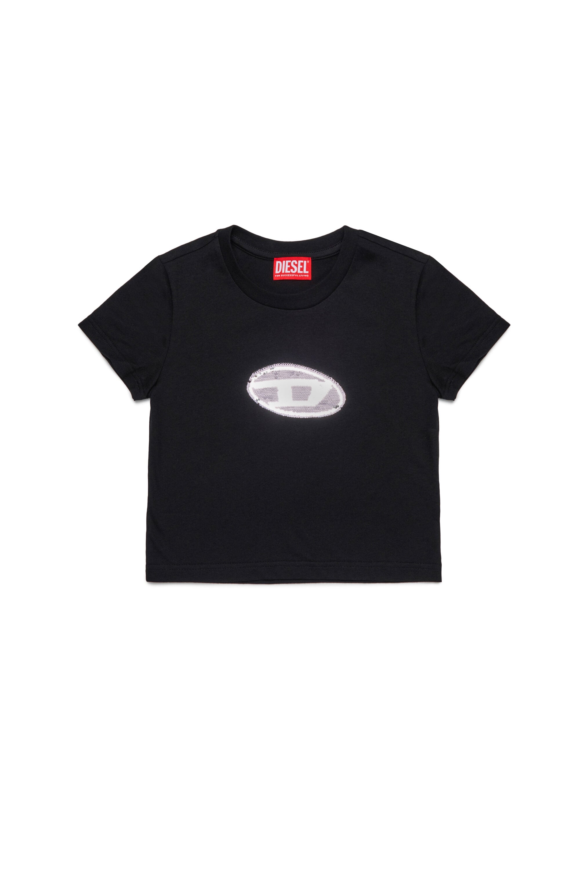 Sequined logo jersey T-shirt