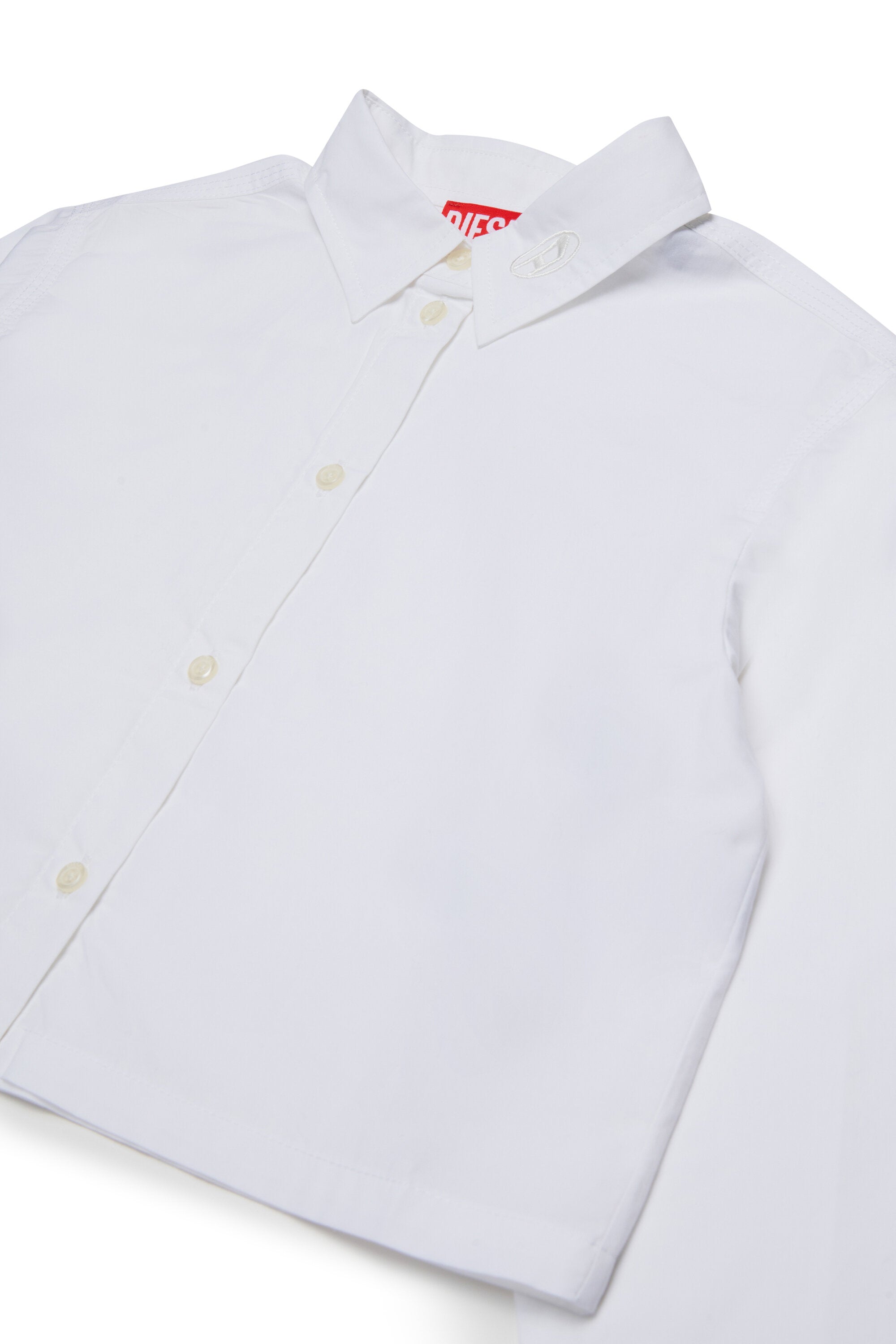Boxy poplin shirt branded with logo on collar